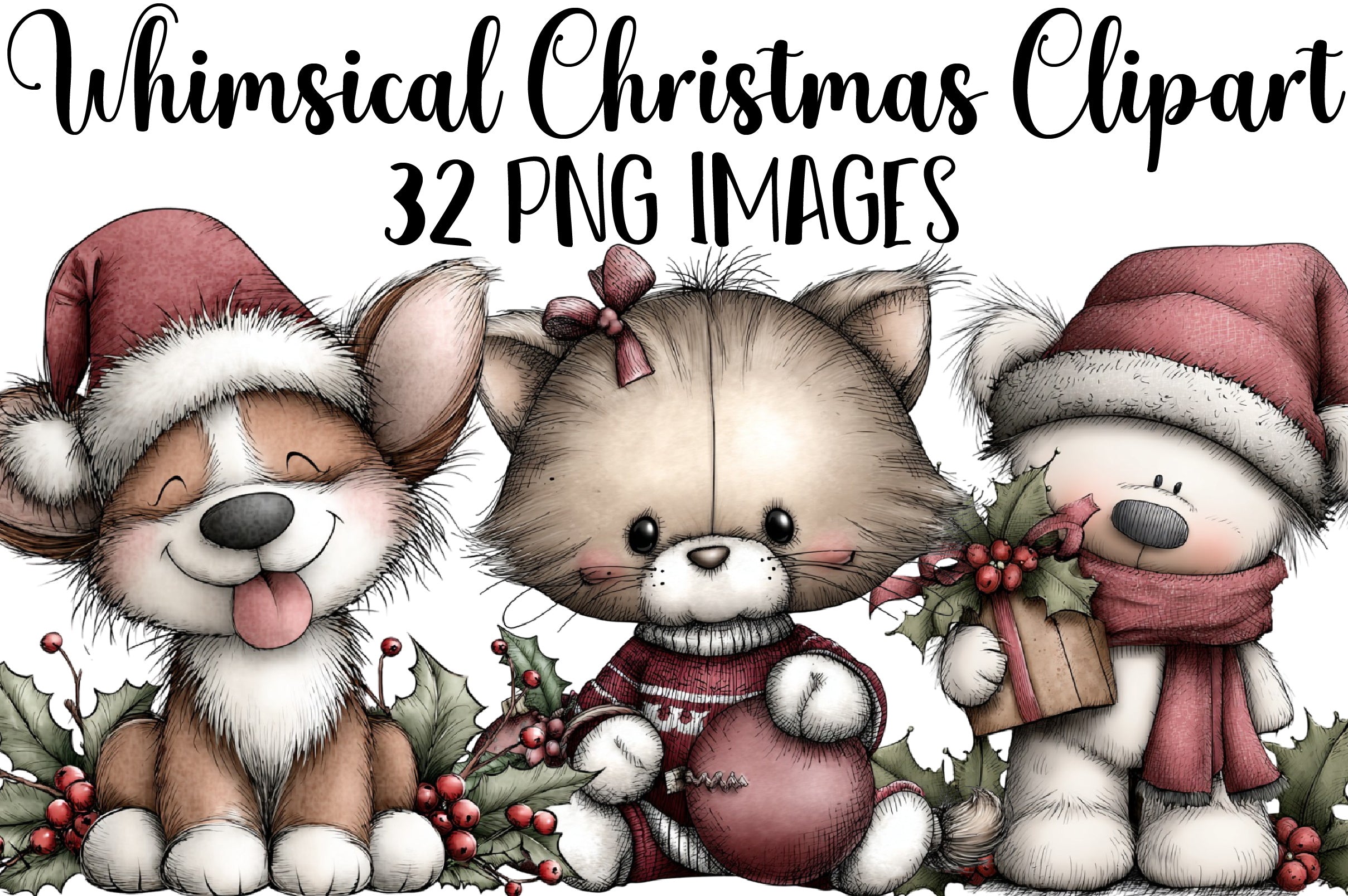 Whimsical Christmas Clipart Bundle