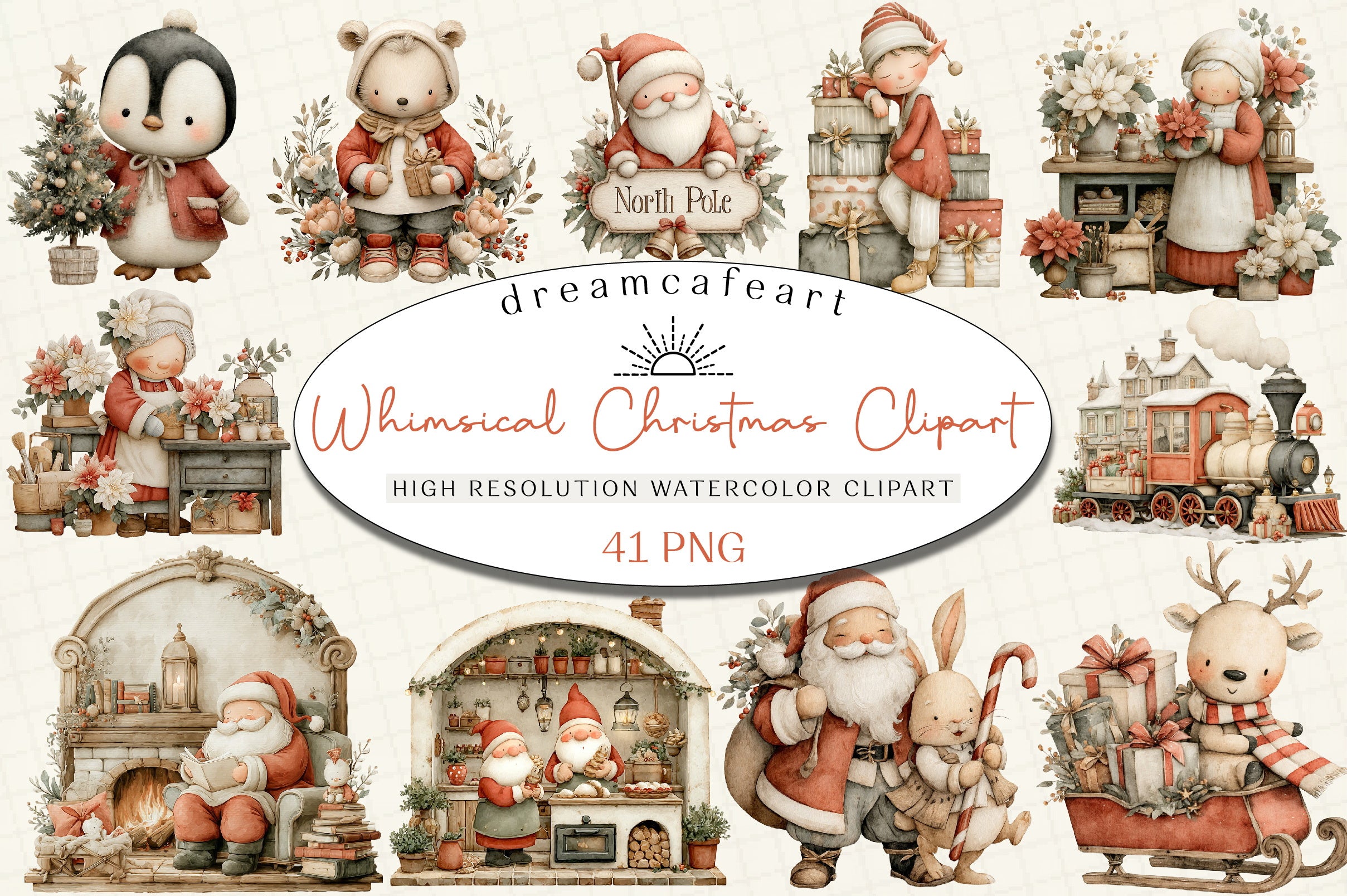 Whimsical Christmas Clipart Bundle