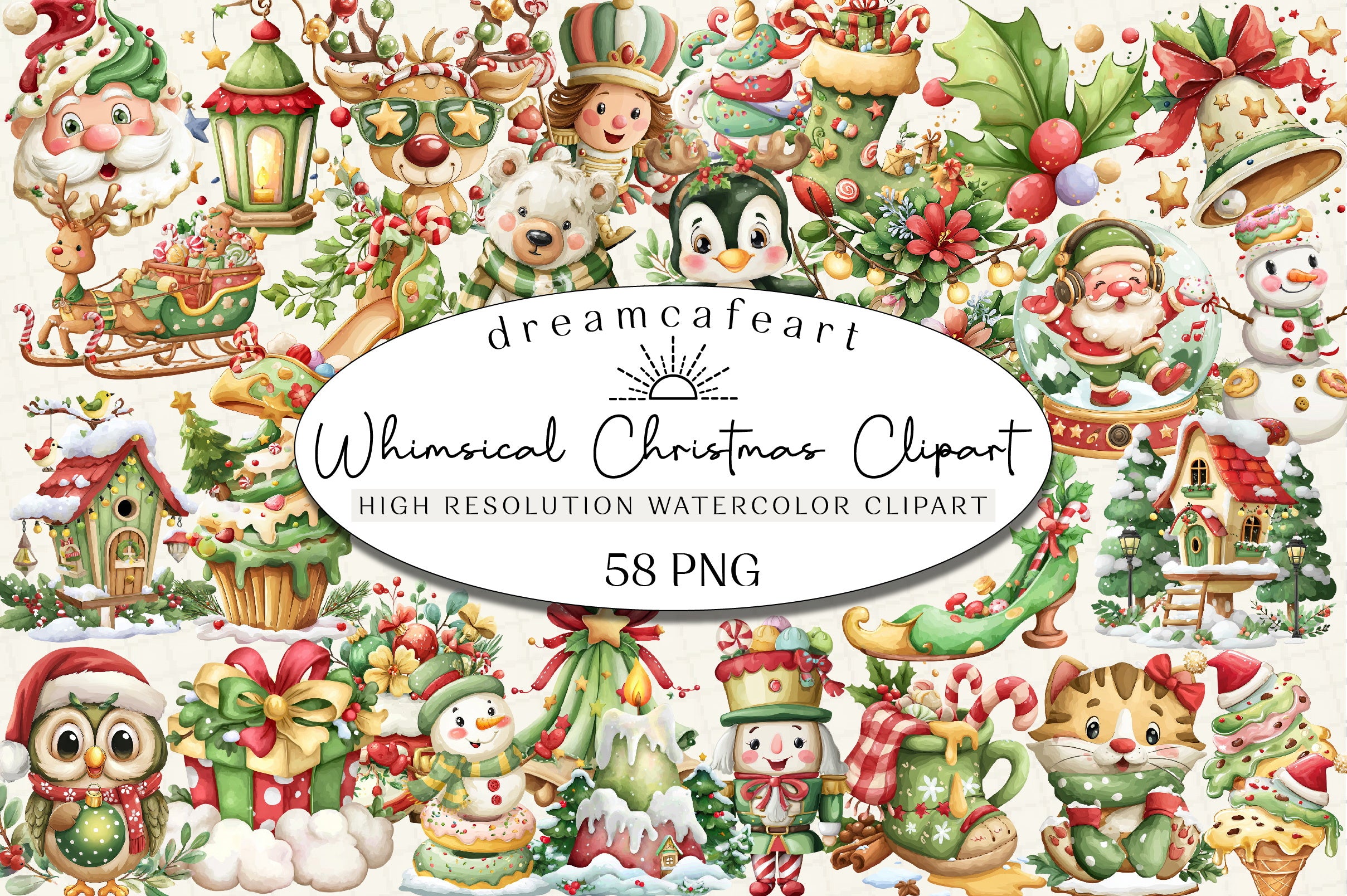 Whimsical Christmas Design Clipart Bundle