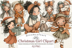 Whimsical Christmas Girl Clipart Bundle - CraftNest - Digital Crafting and Art