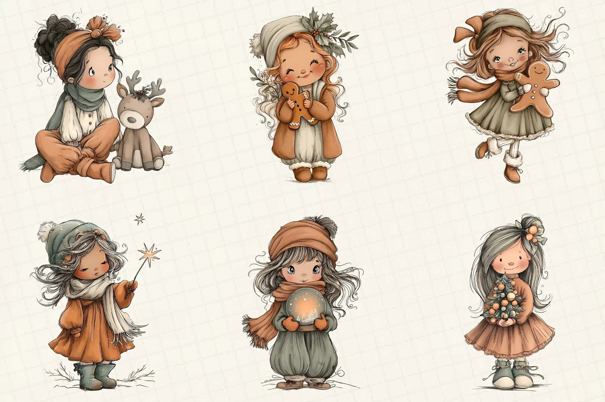 Whimsical Christmas Girl Clipart Bundle - CraftNest - Digital Crafting and Art