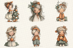 Whimsical Christmas Girl Clipart Bundle - CraftNest - Digital Crafting and Art
