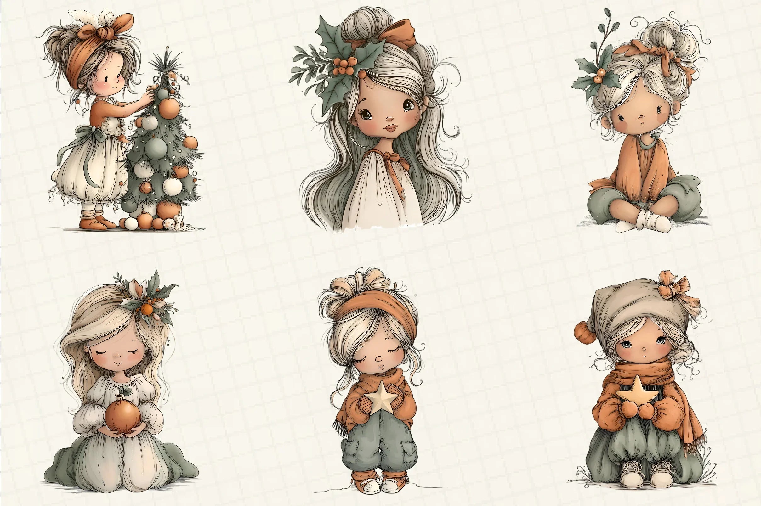 Whimsical Christmas Girl Clipart Bundle - CraftNest - Digital Crafting and Art