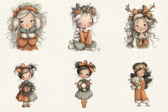 Whimsical Christmas Girl Clipart Bundle - CraftNest - Digital Crafting and Art