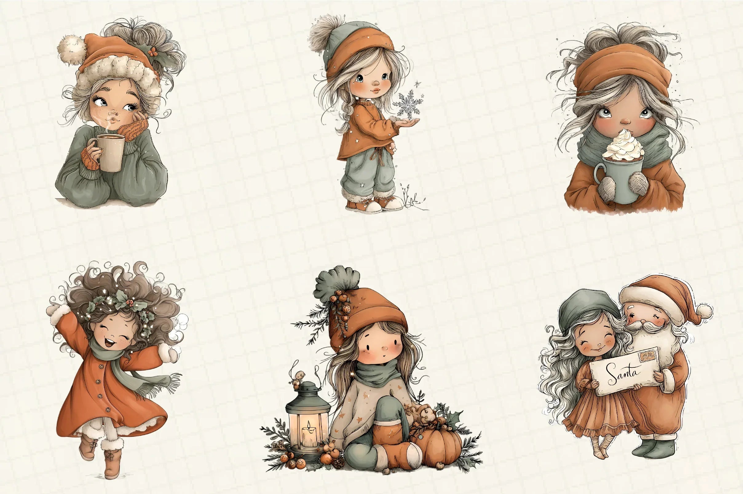 Whimsical Christmas Girl Clipart Bundle - CraftNest - Digital Crafting and Art