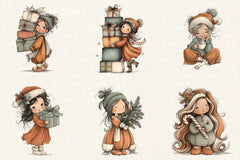 Whimsical Christmas Girl Clipart Bundle - CraftNest - Digital Crafting and Art
