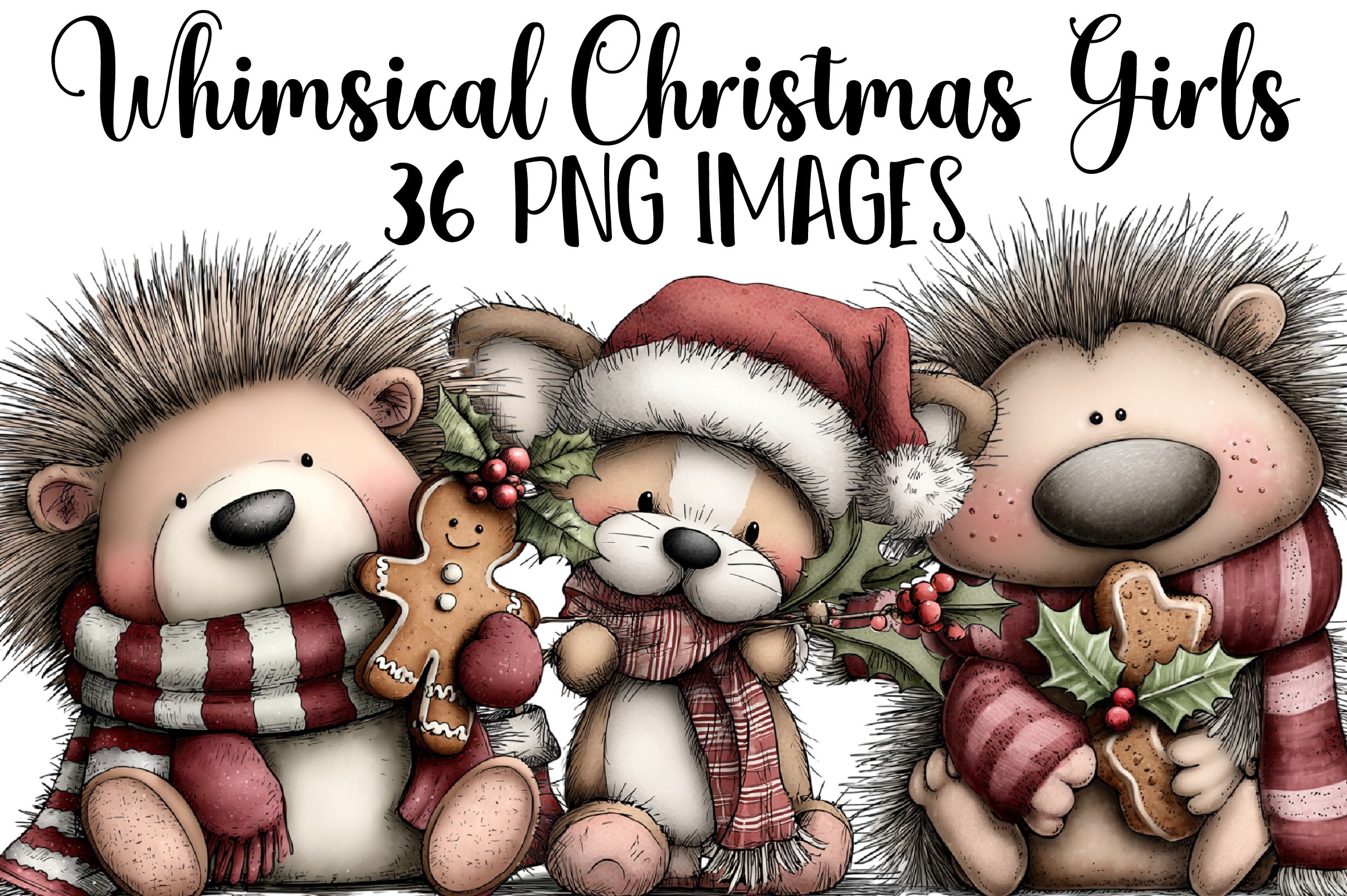Whimsical Christmas Girls Clipart Bundle