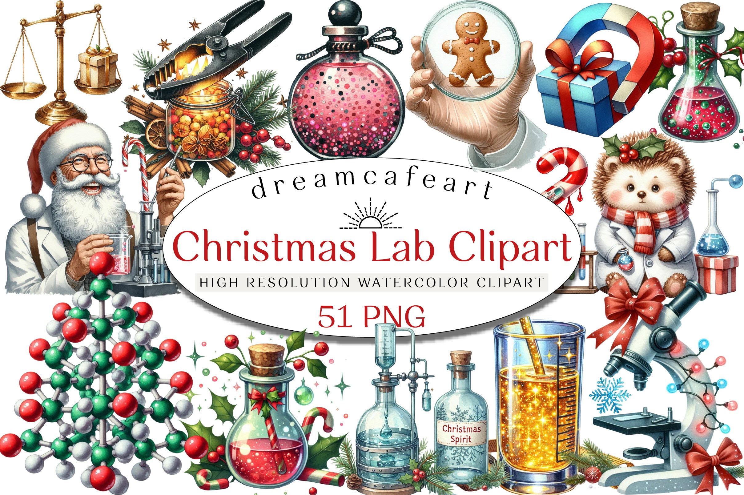 Whimsical Christmas Lab Clipart Bundle