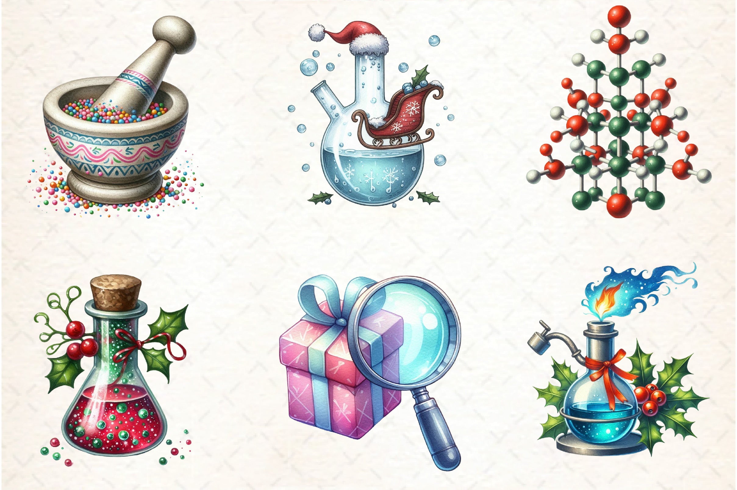 Whimsical Christmas Lab Clipart Bundle