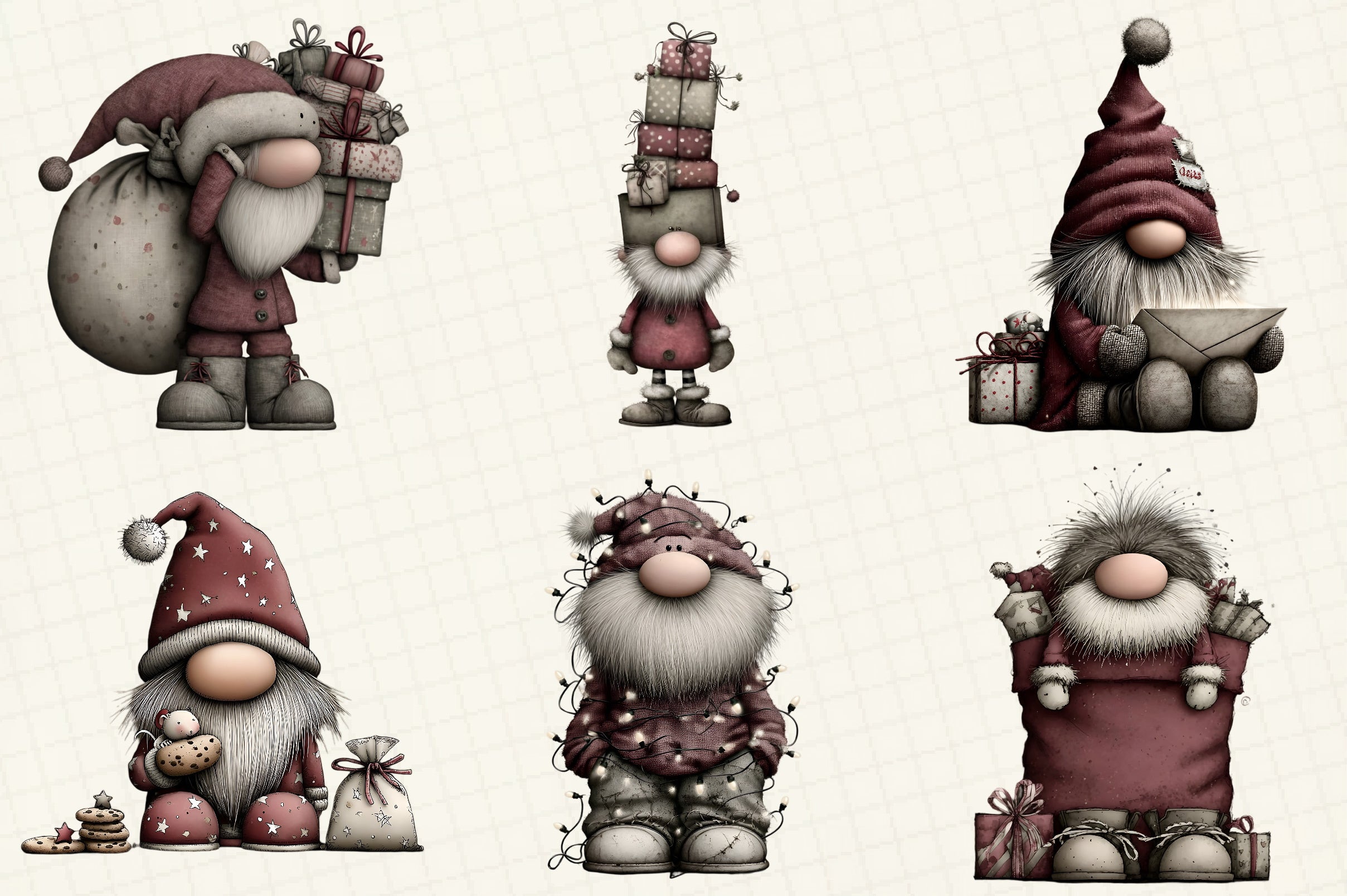 Whimsical Christmas Santa Clipart Bundle