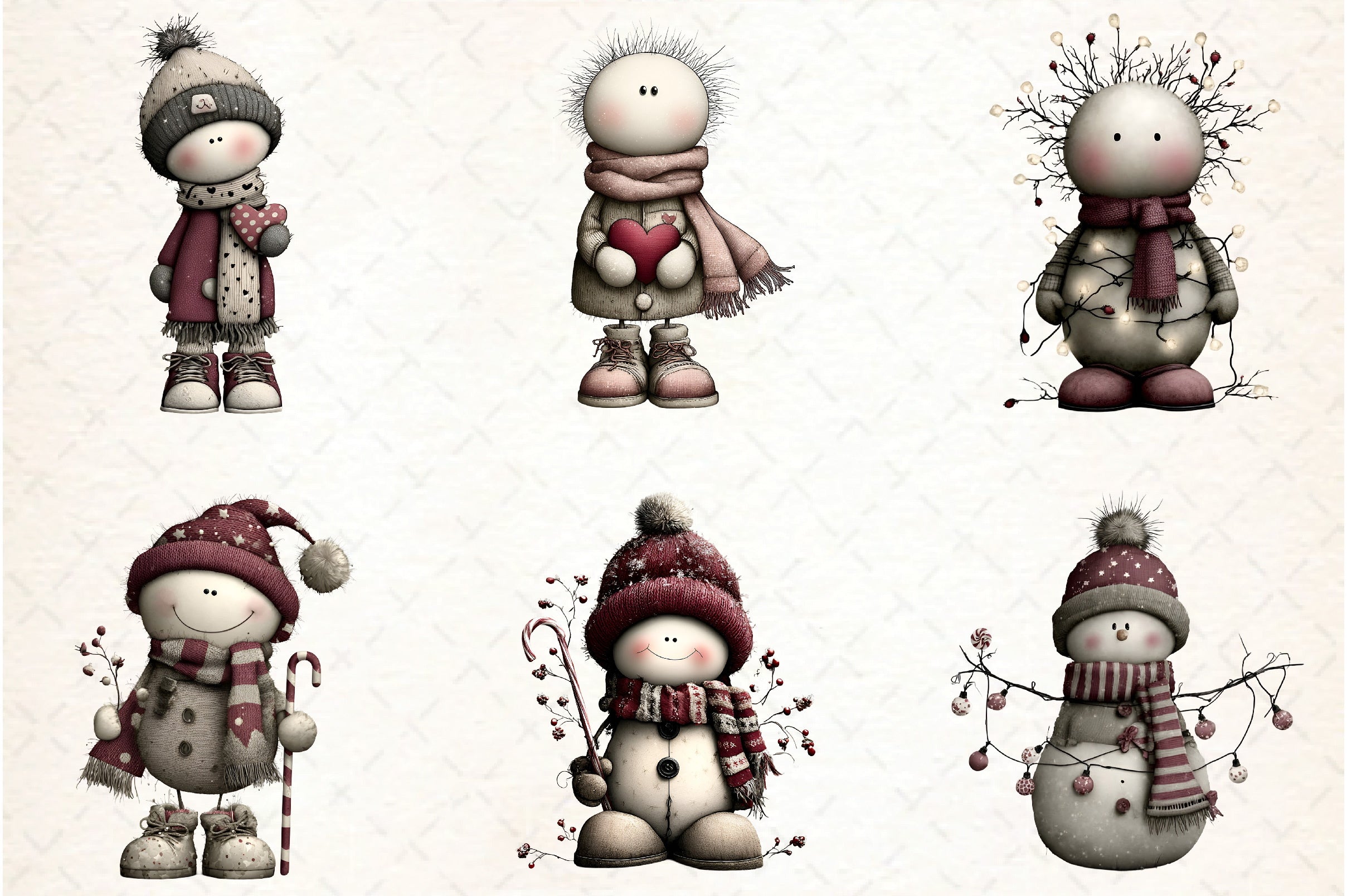 Whimsical Christmas Snowman Clipart Bundle