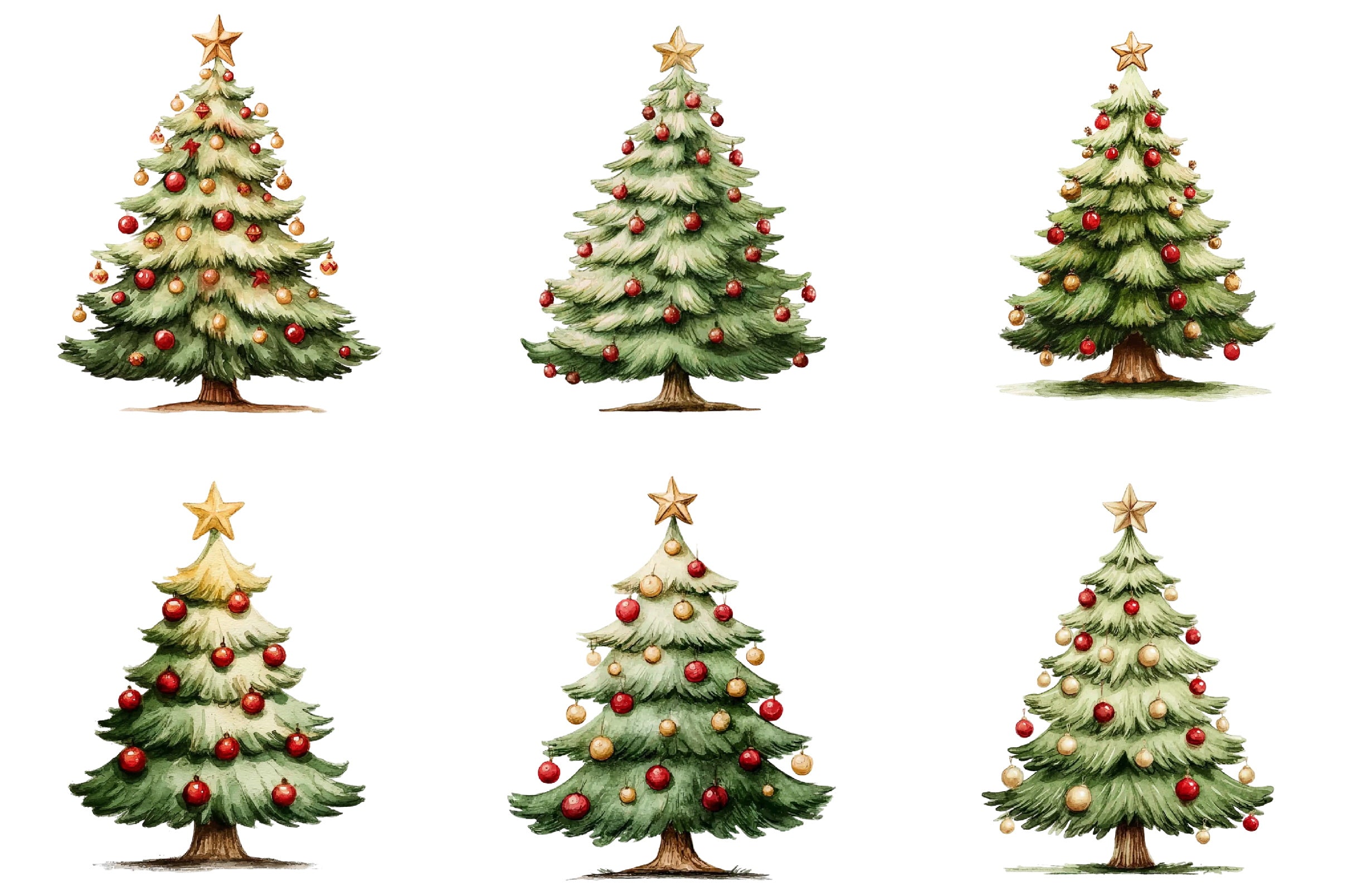 Whimsical Christmas Tree Clipart Bundle