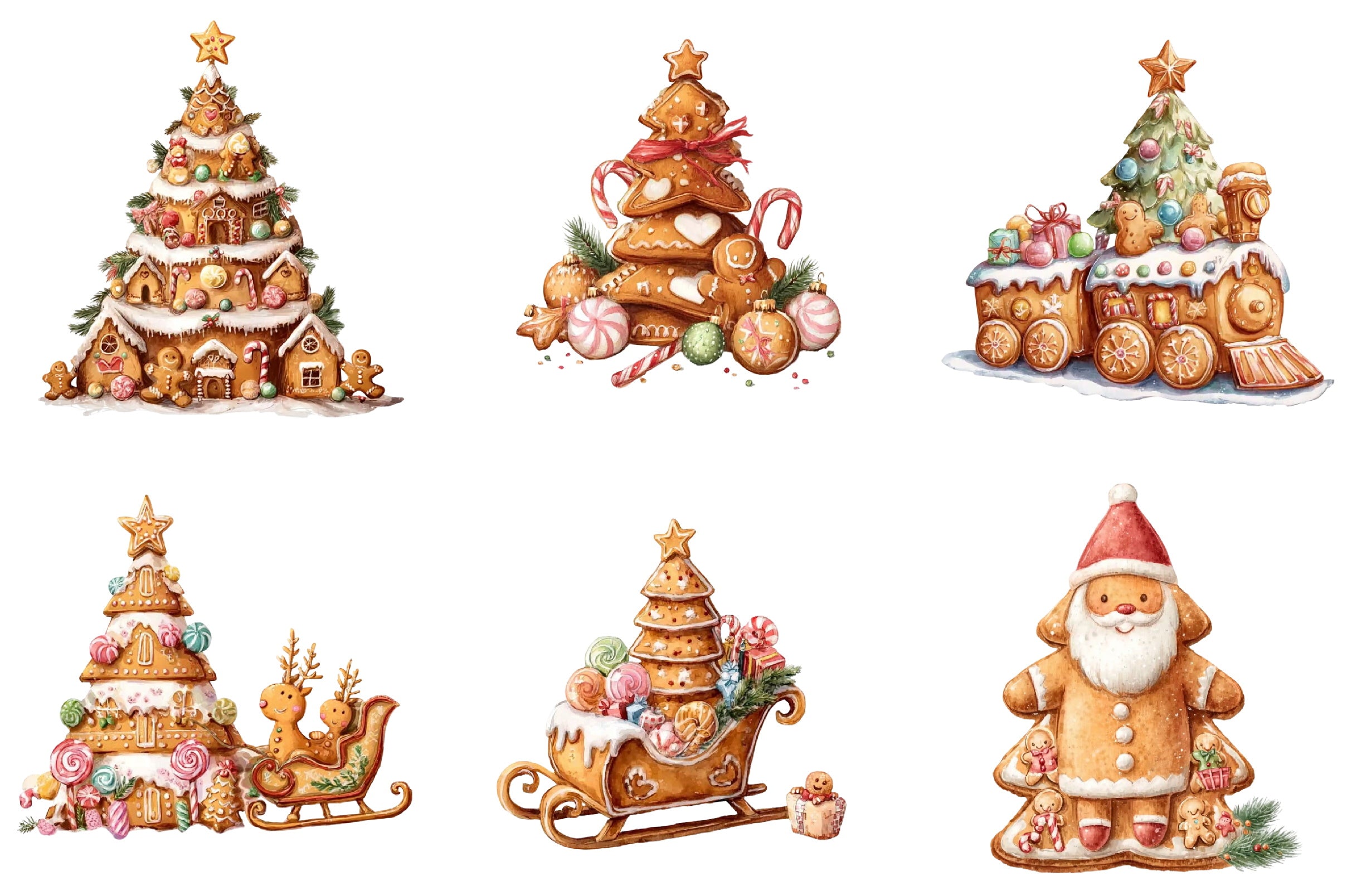 Whimsical Christmas Tree Clipart Bundle