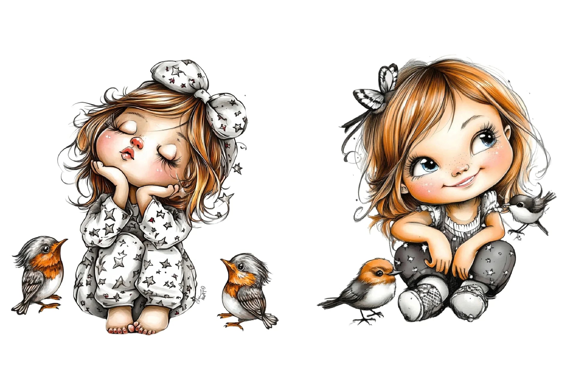 Whimsical Cute Girl Clipart Bundle - CraftNest - Digital Crafting and Art