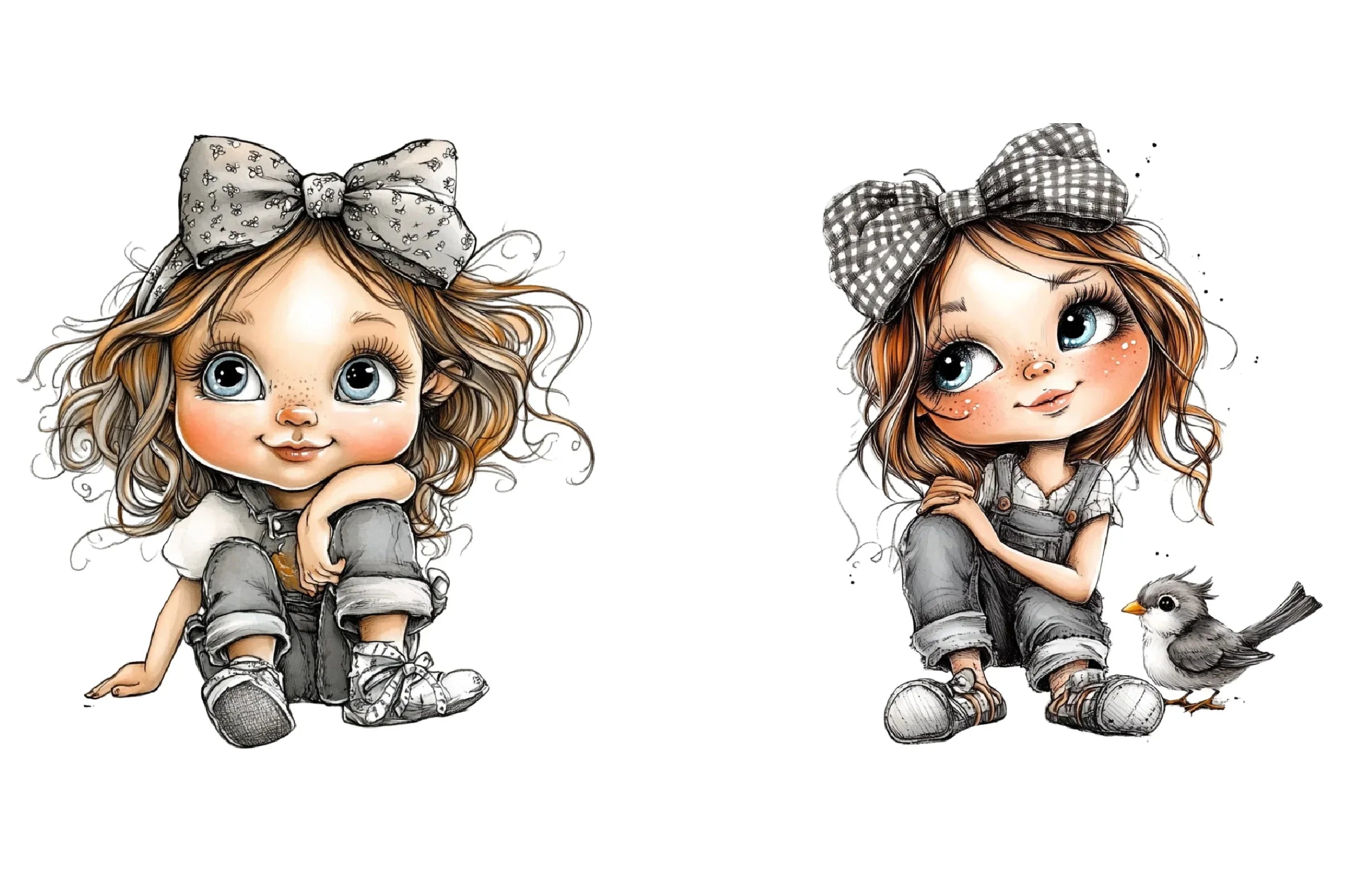 Whimsical Cute Girl Clipart Bundle - CraftNest - Digital Crafting and Art