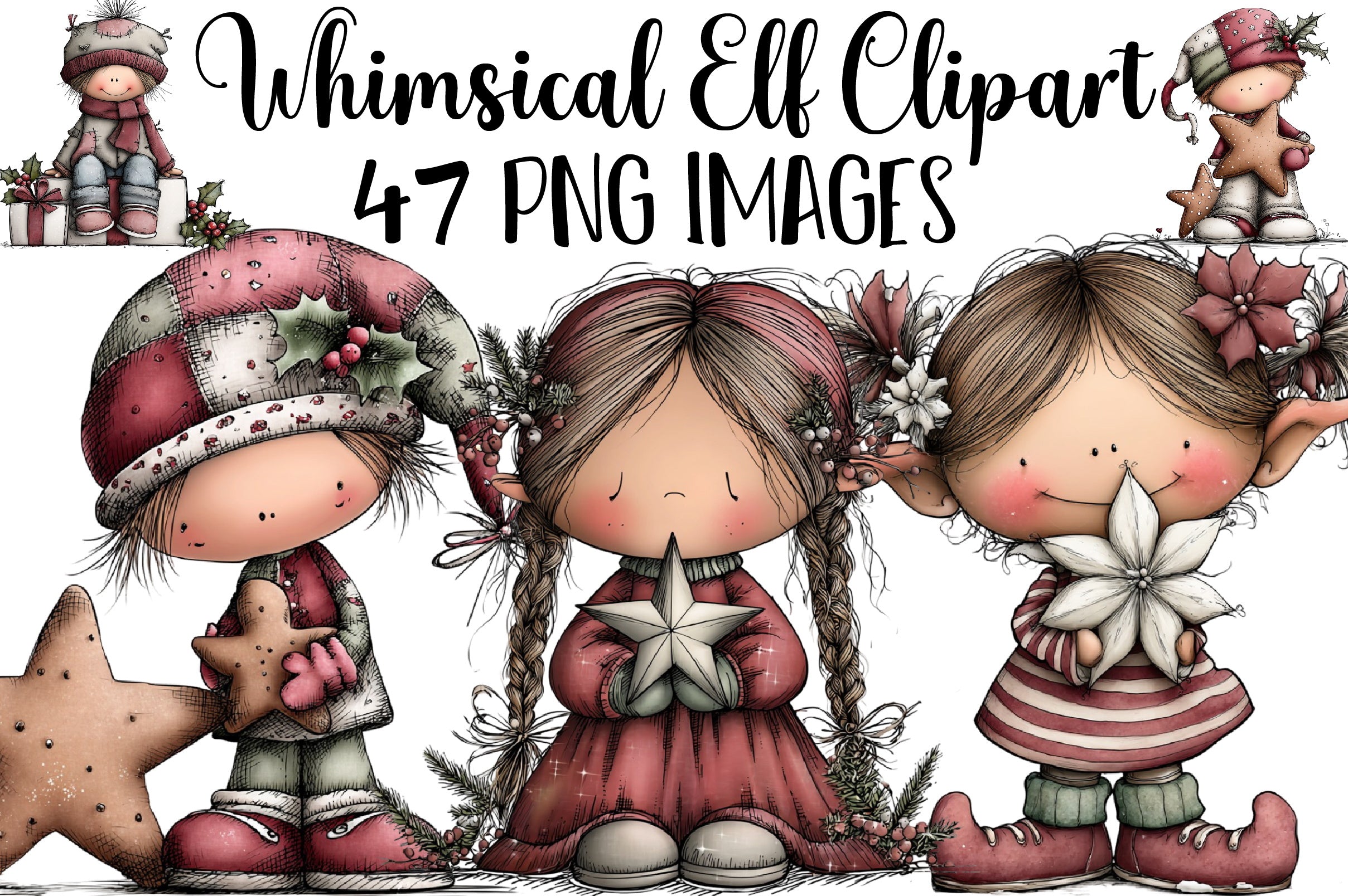 Whimsical Elf Clipart Bundle