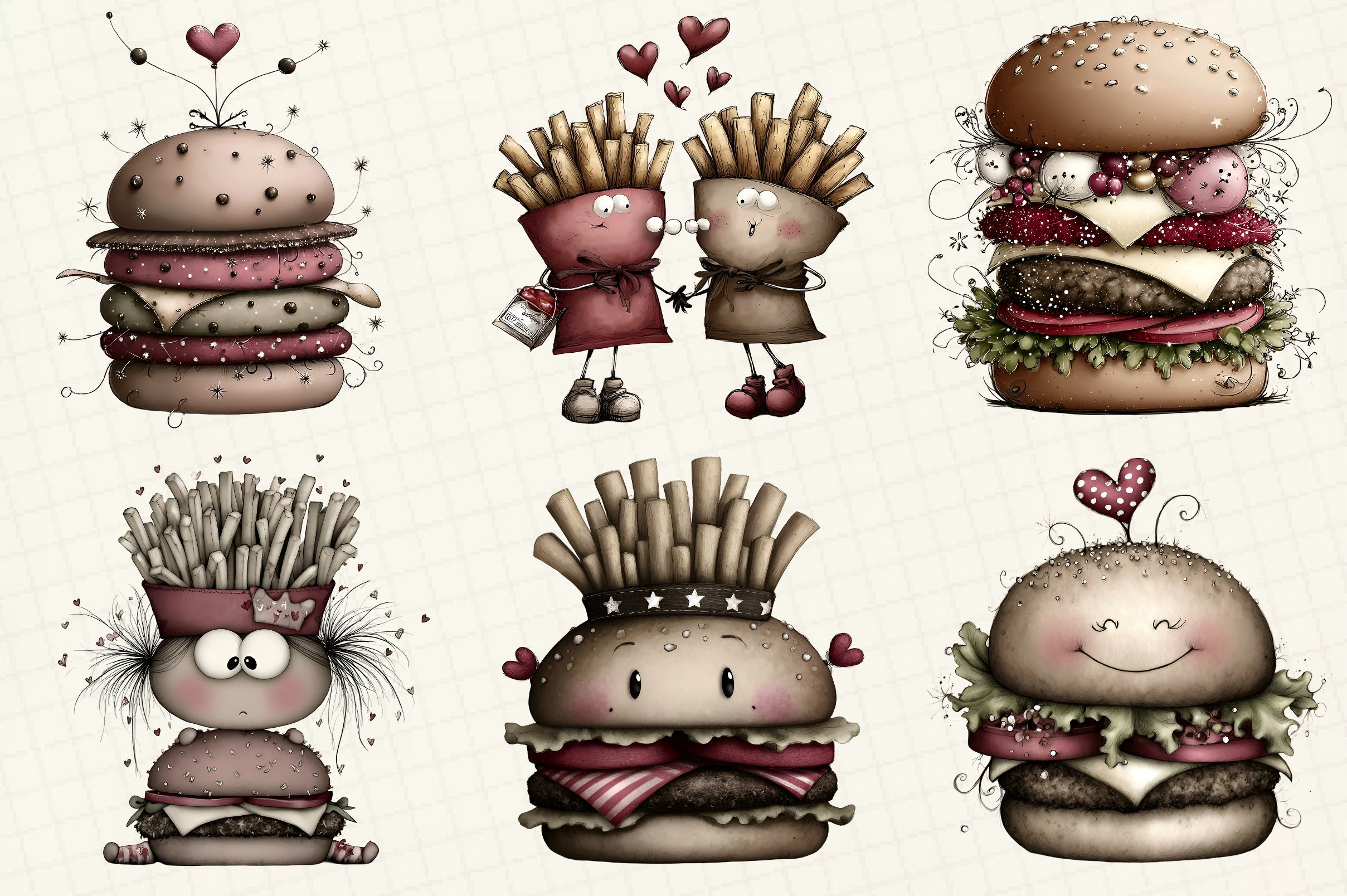 Whimsical Fast Food Clipart Bundle