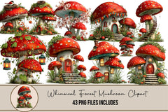 Whimsical Forest Mushroom Clipart Bundle - CraftNest - Digital Crafting and Art