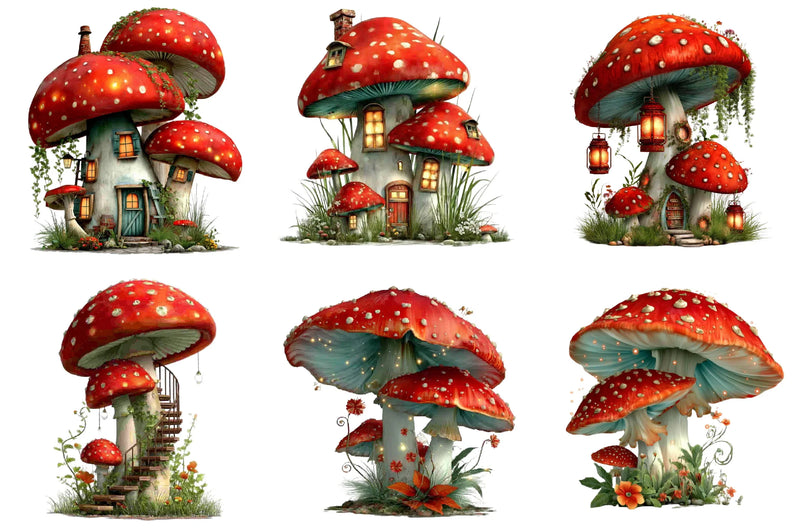 Whimsical Forest Mushroom Clipart Bundle - CraftNest - Digital Crafting and Art