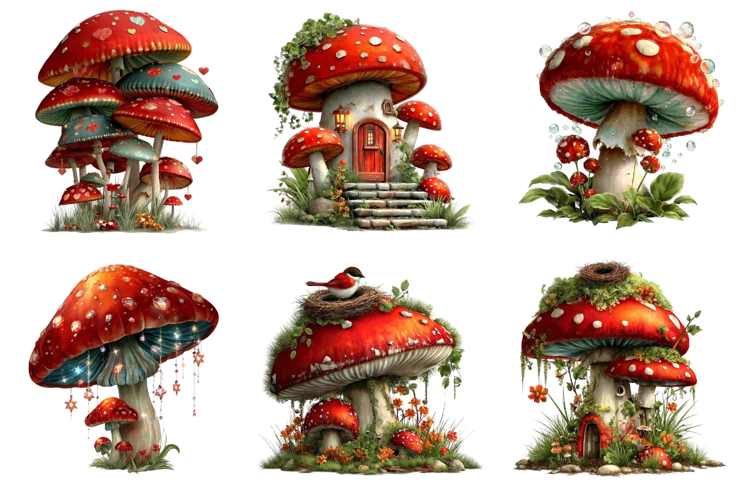 Whimsical Forest Mushroom Clipart Bundle - CraftNest - Digital Crafting and Art