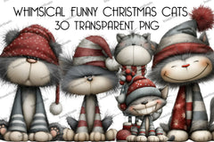 Whimsical Funny Christmas Cats Clipart Bundle - CraftNest - Digital Crafting and Art