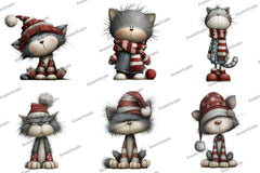 Whimsical Funny Christmas Cats Clipart Bundle - CraftNest - Digital Crafting and Art