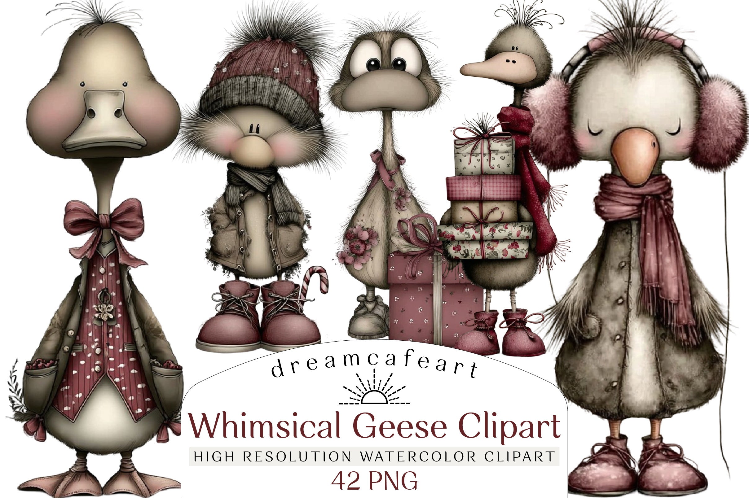Whimsical Geese Clipart Bundle