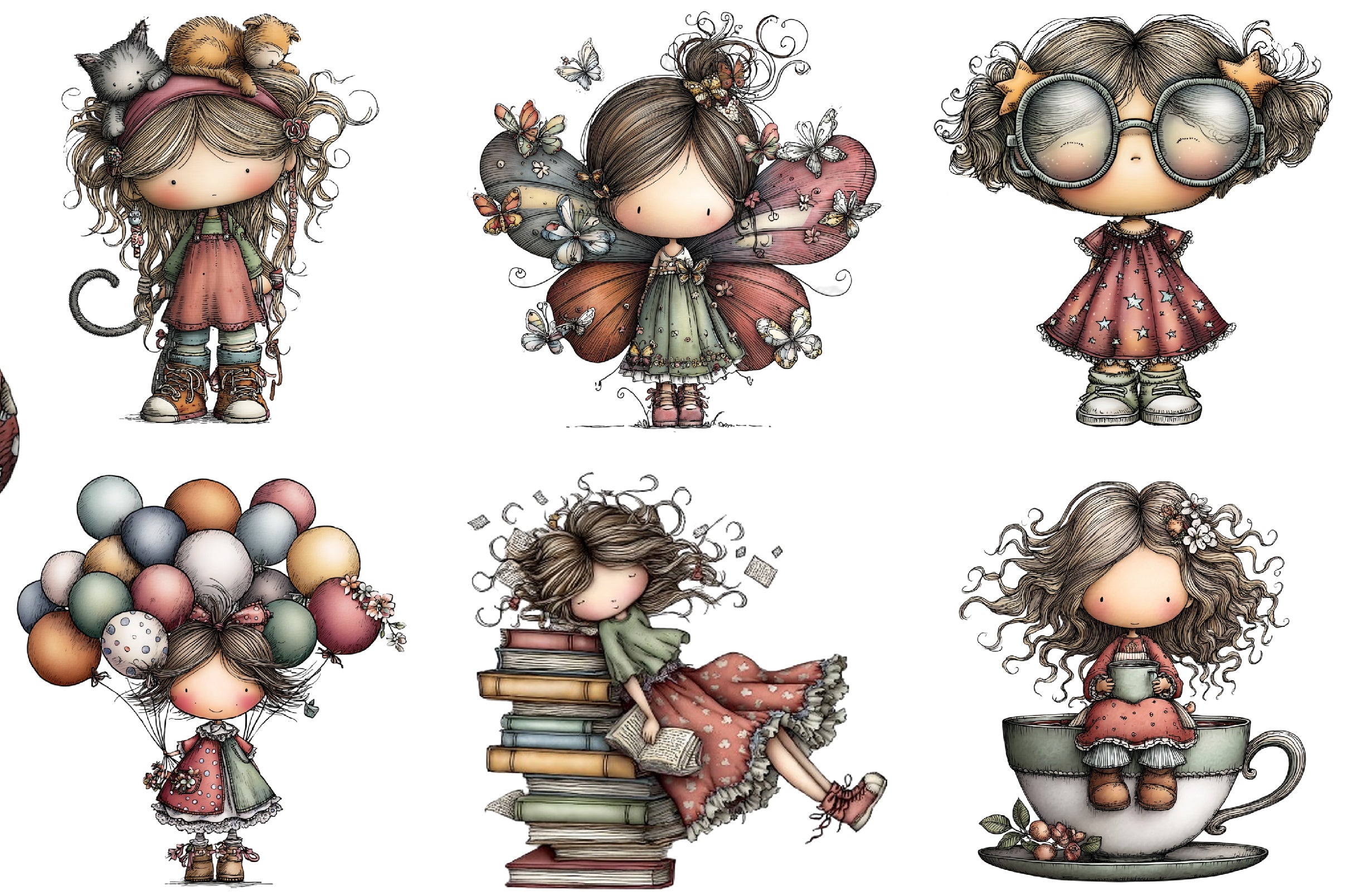 Whimsical Girl Clipart Bundle