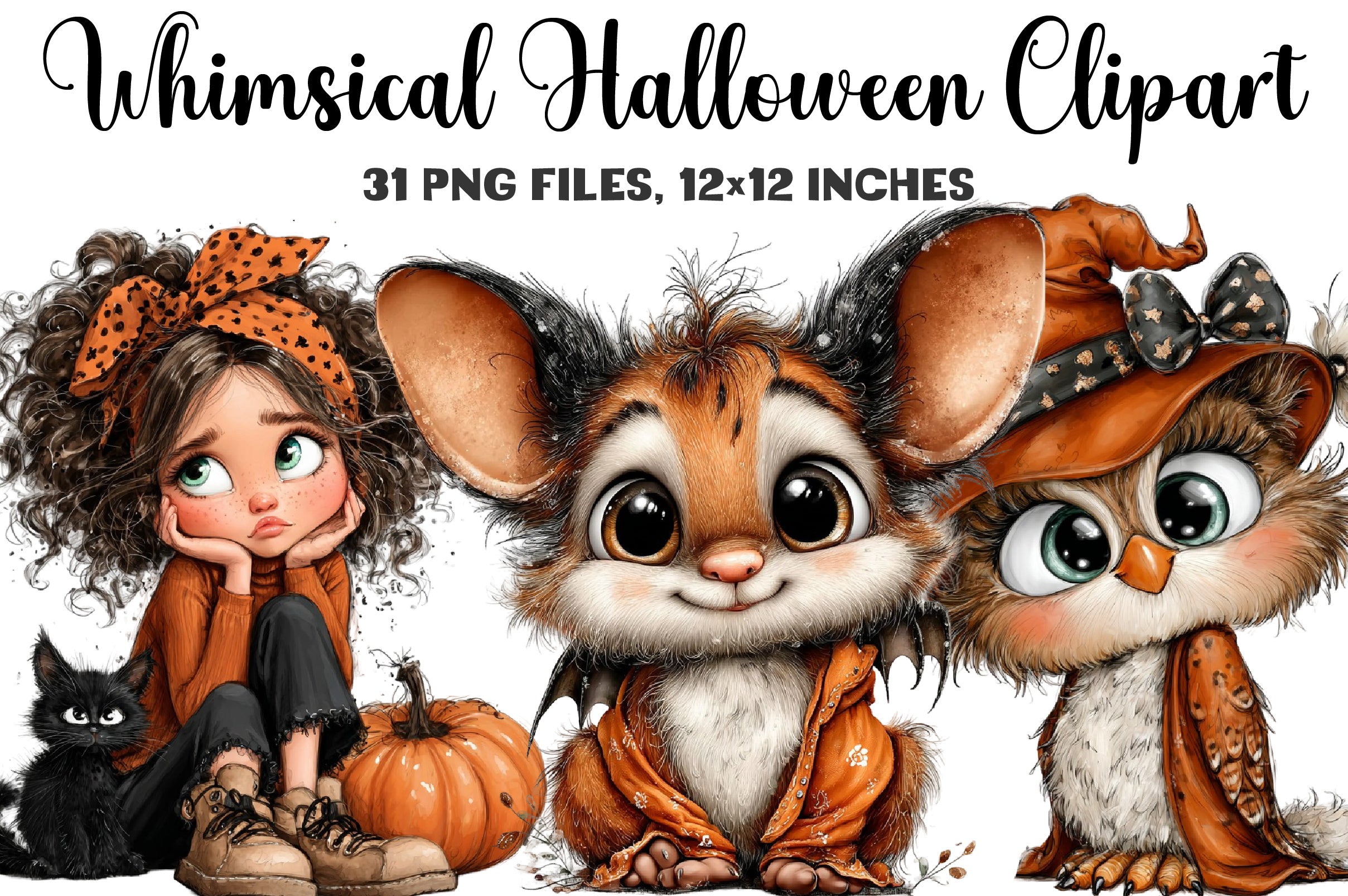 Whimsical Halloween Clipart Bundle
