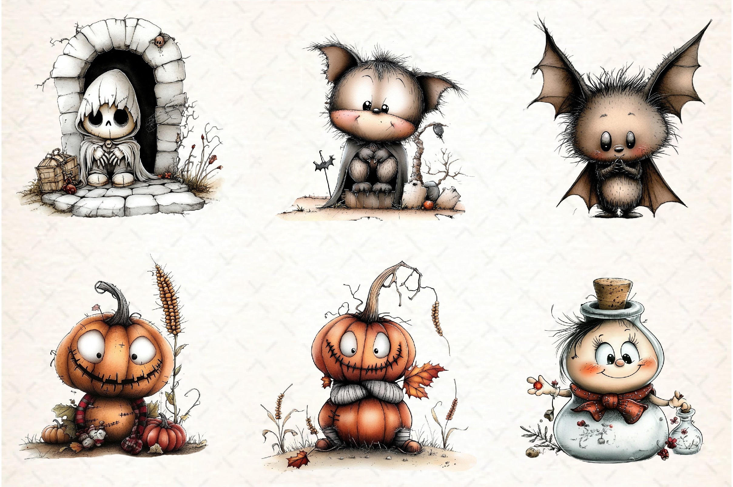 Whimsical Halloween Clipart Bundle