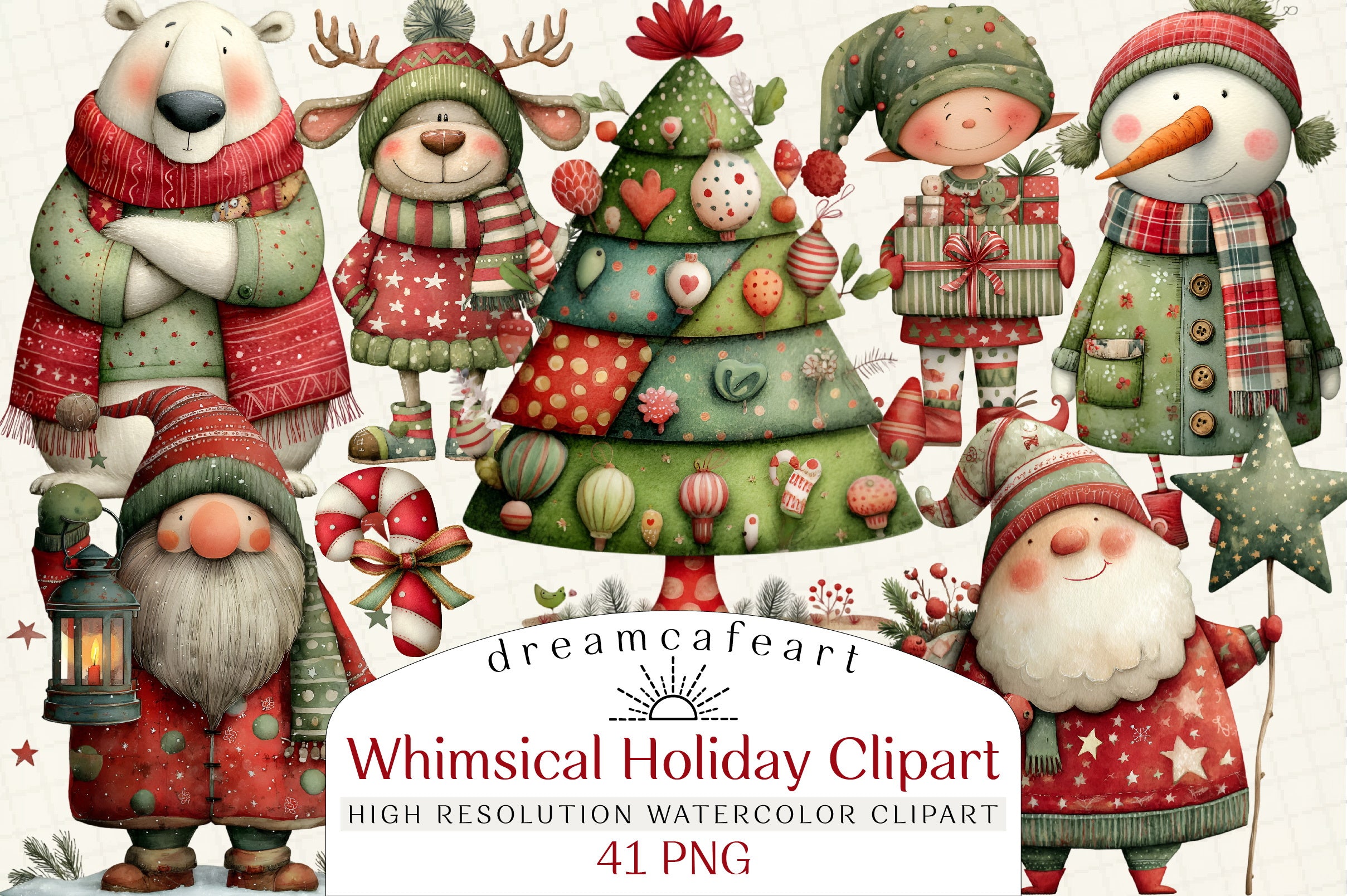 Whimsical Holiday Clipart Bundle