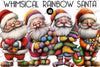 Whimsical Rainbow Santa Clipart Bundle