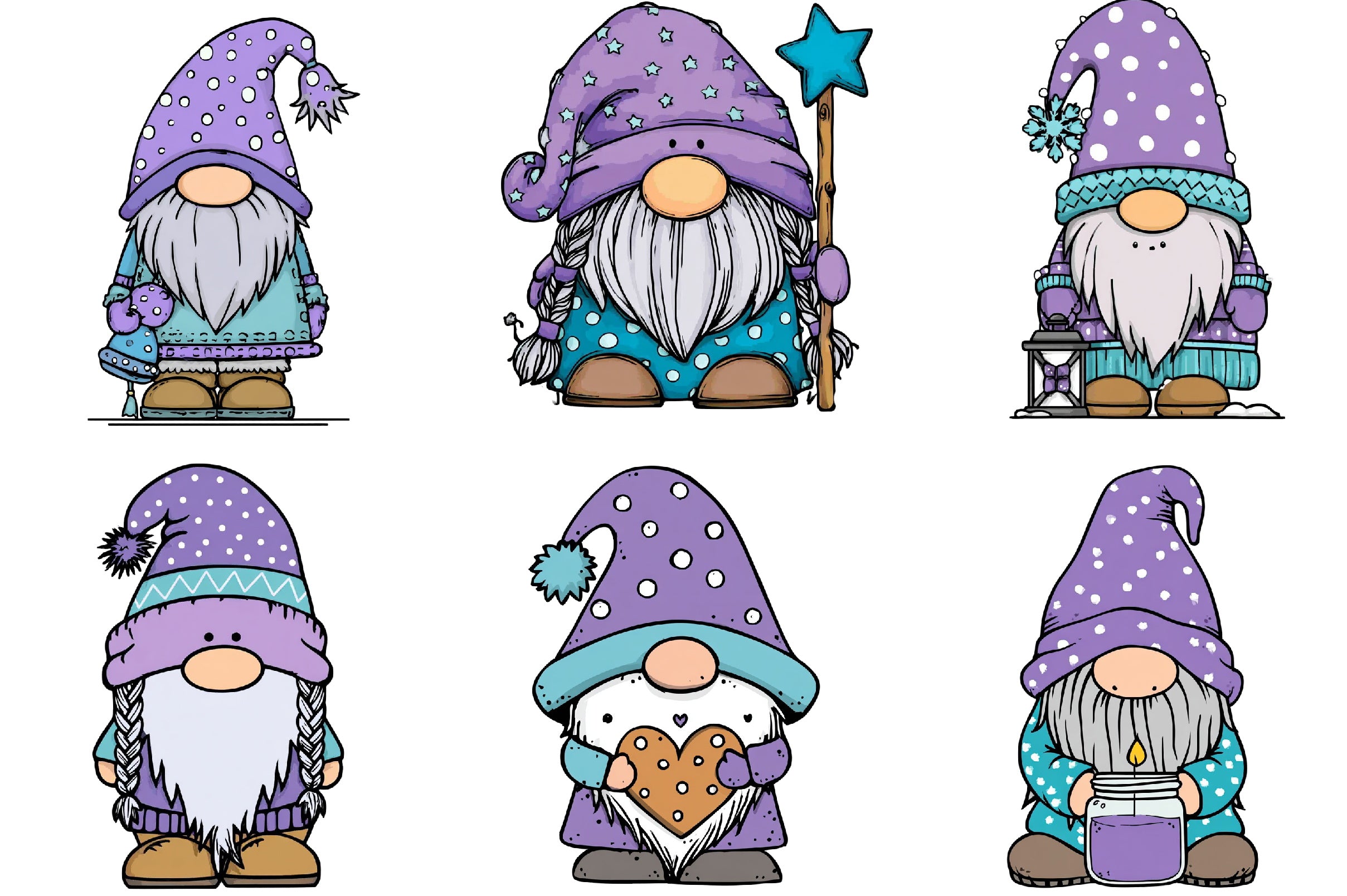 Whimsical Scandinavian Gnome Clipart Bundle