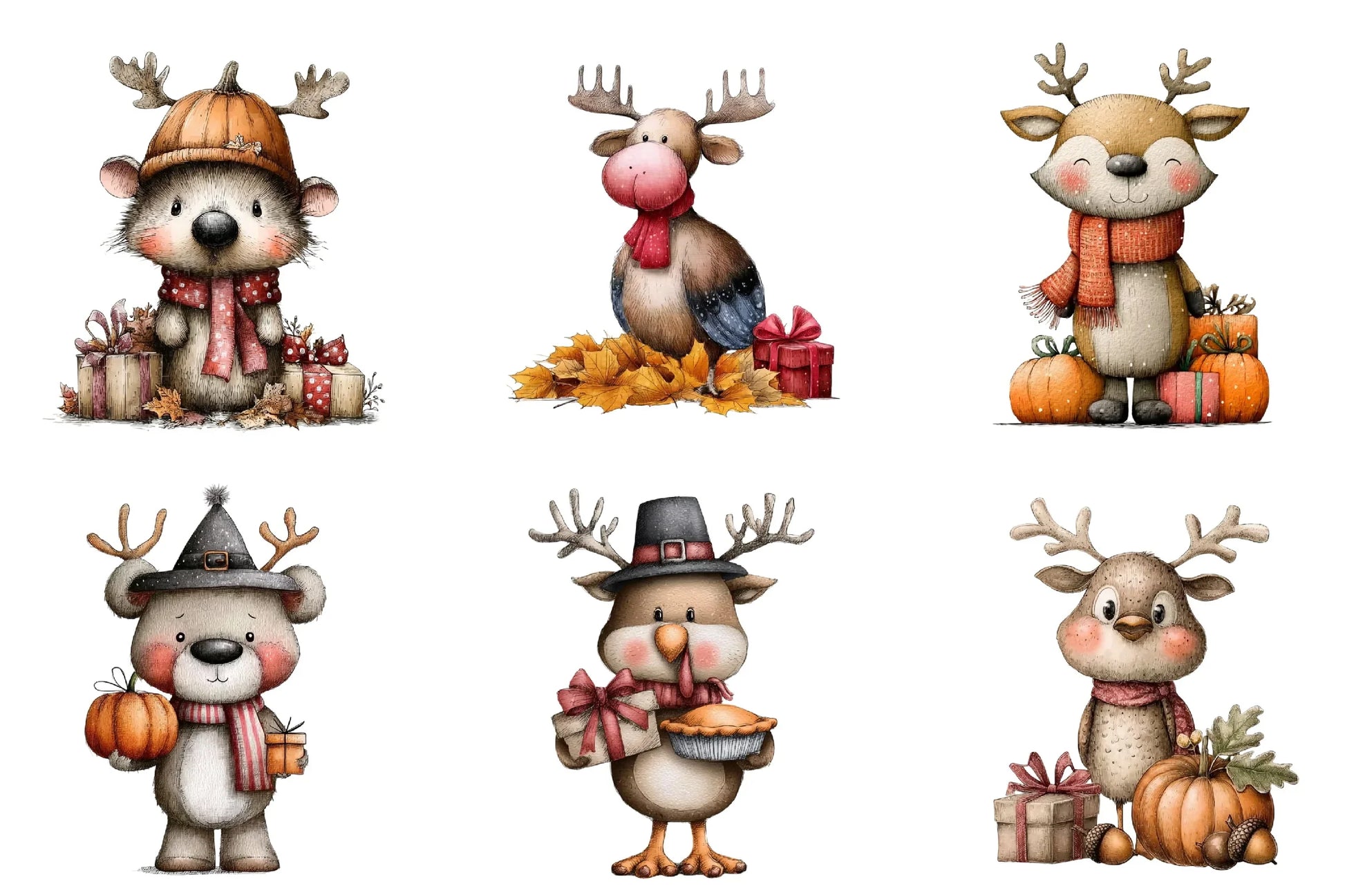Whimsical Thanksgiving Clipart Bundle - CraftNest - Digital Crafting and Art