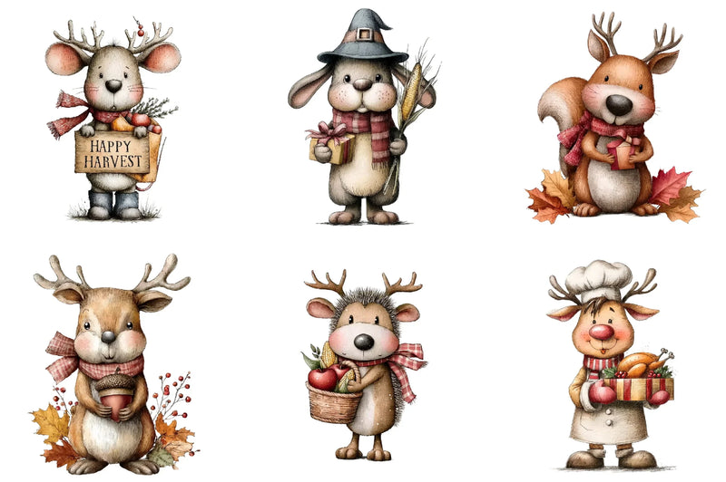 Whimsical Thanksgiving Clipart Bundle - CraftNest - Digital Crafting and Art