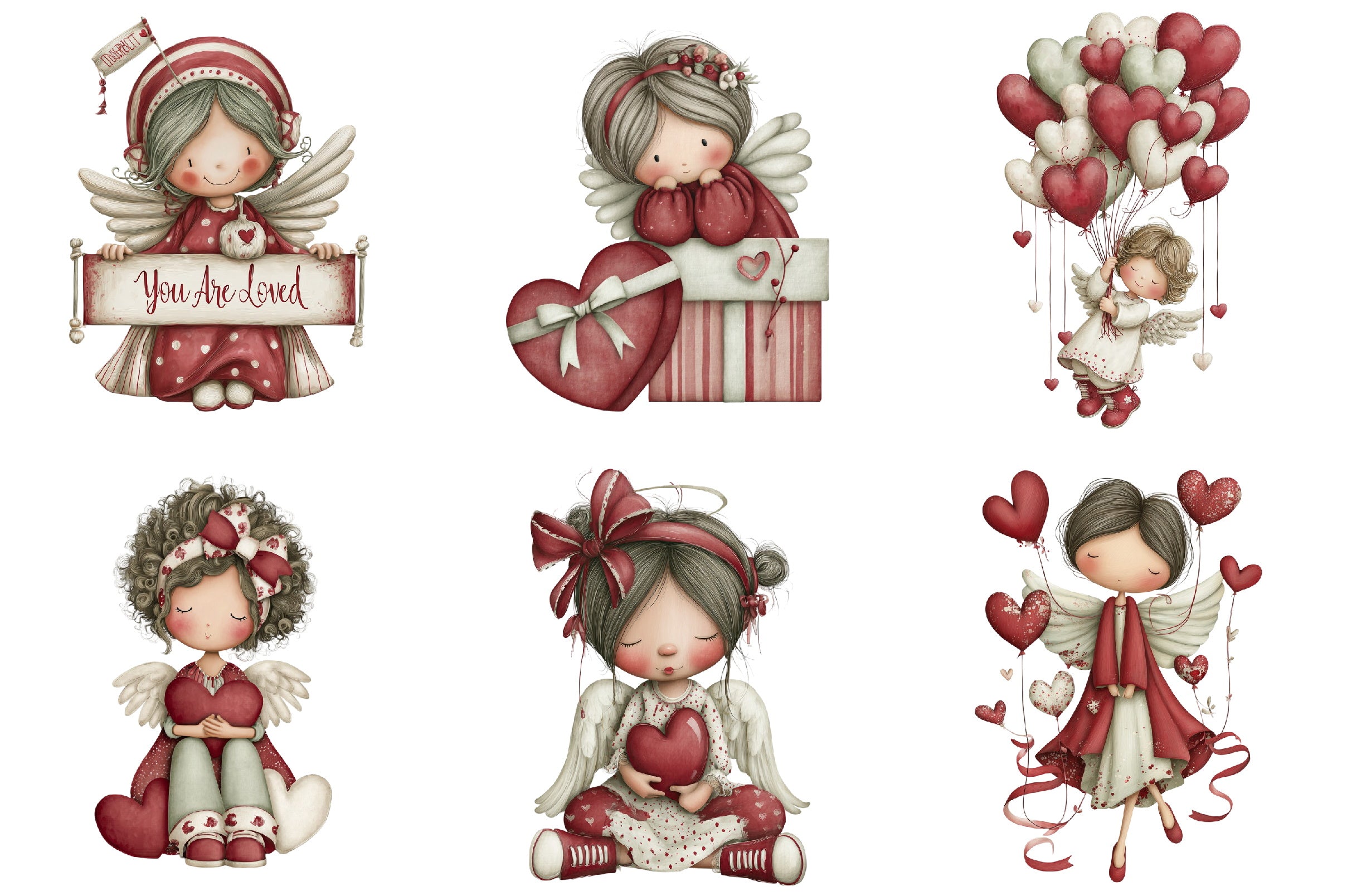 Whimsical Valentine Angel Clipart Bundle