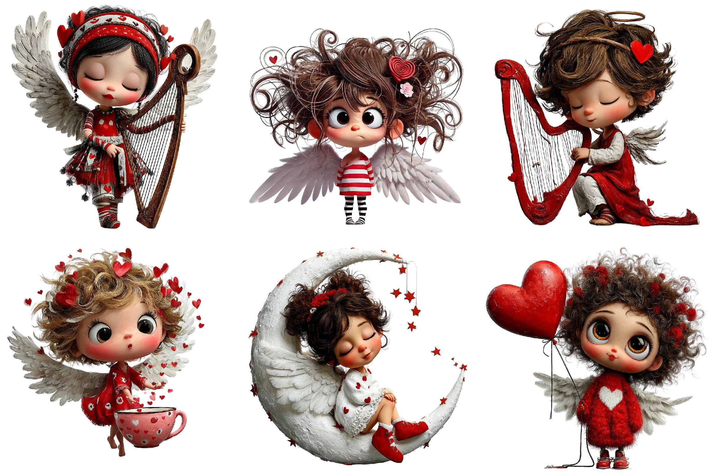 Whimsical Valentine Angel Clipart Bundle