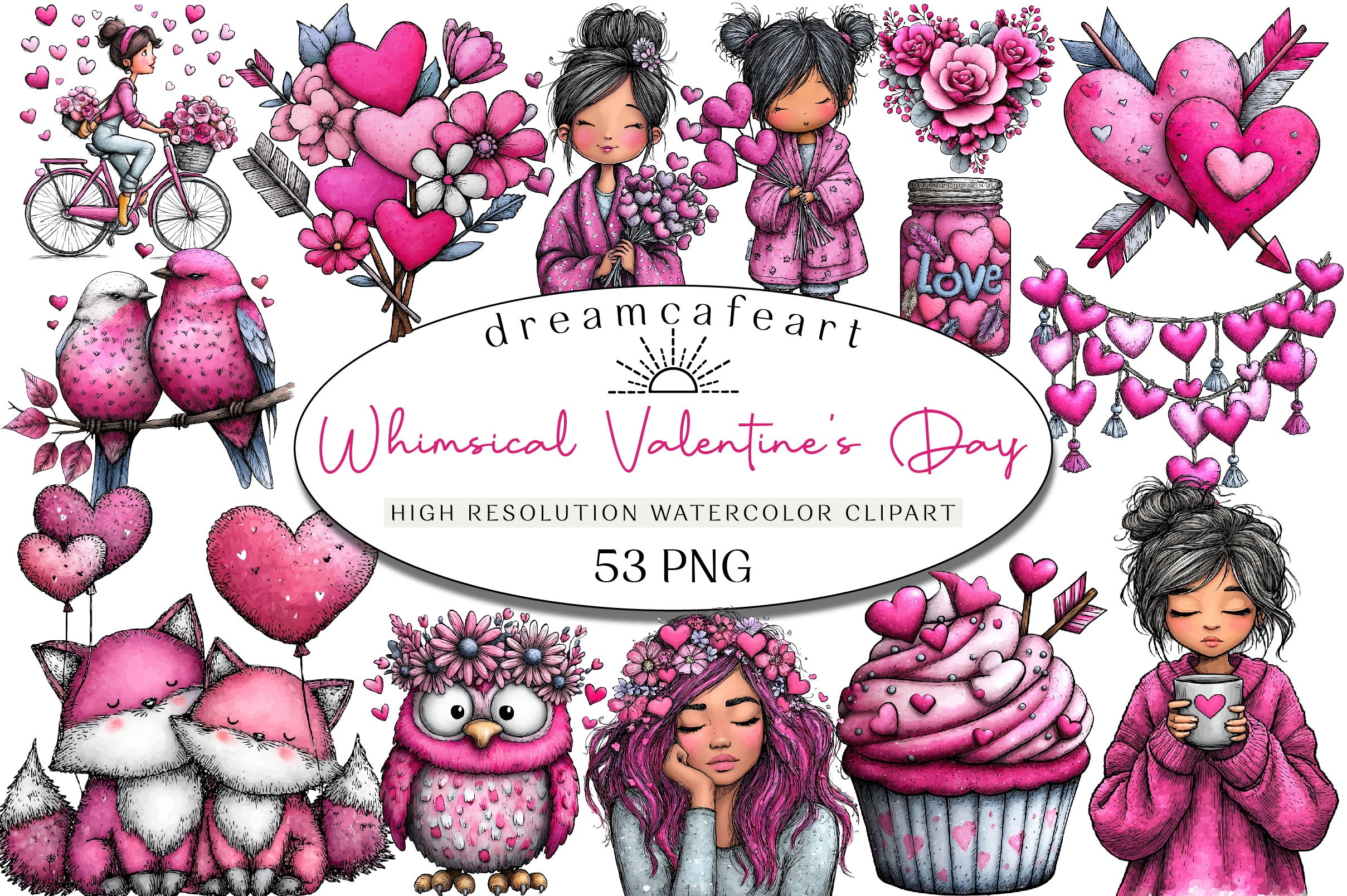 Whimsical Valentine's Day Clipart Bundle