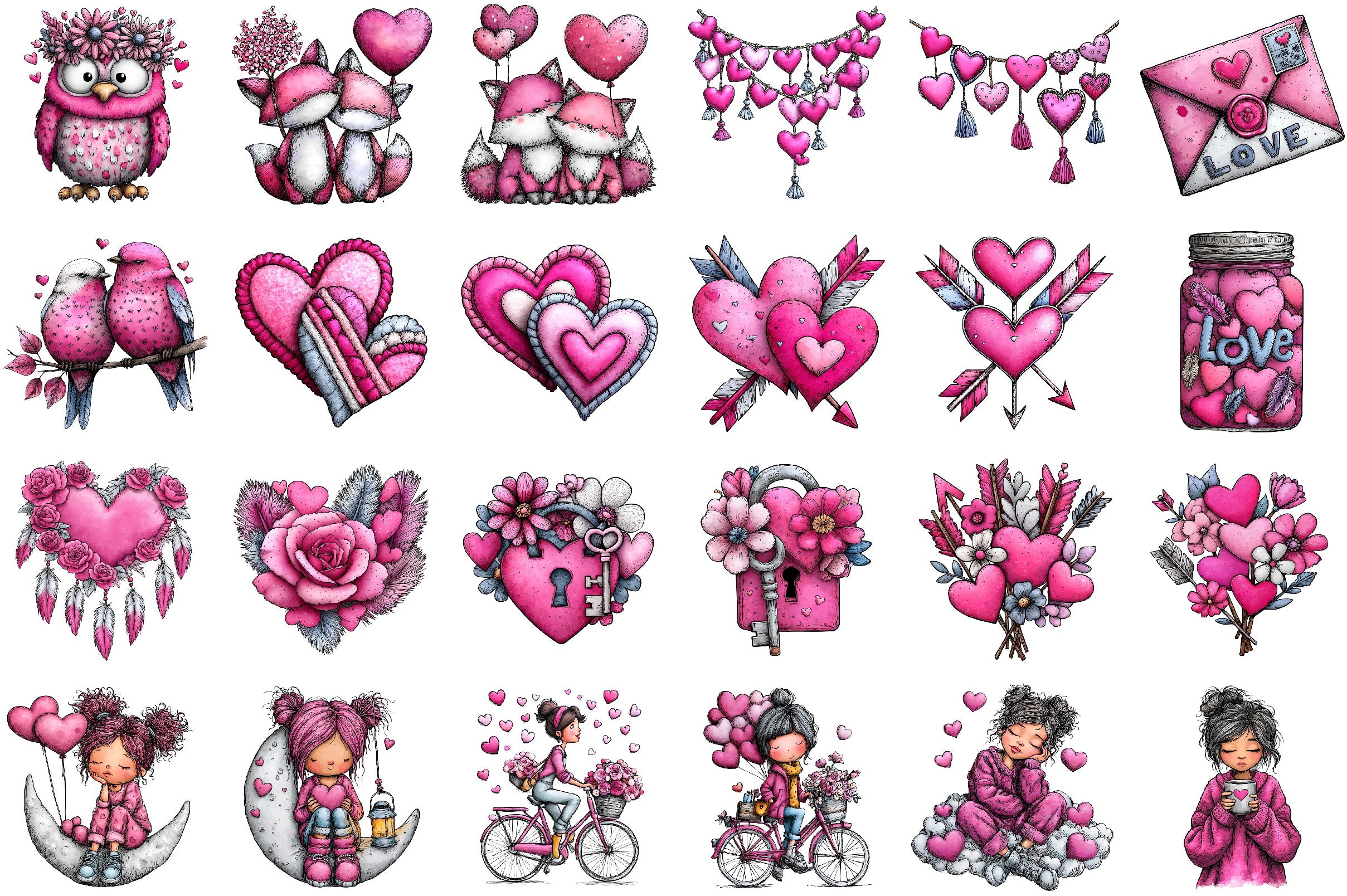 Whimsical Valentine's Day Clipart Bundle