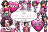 Whimsical Valentine's Day Cute Girl Clipart Bundle