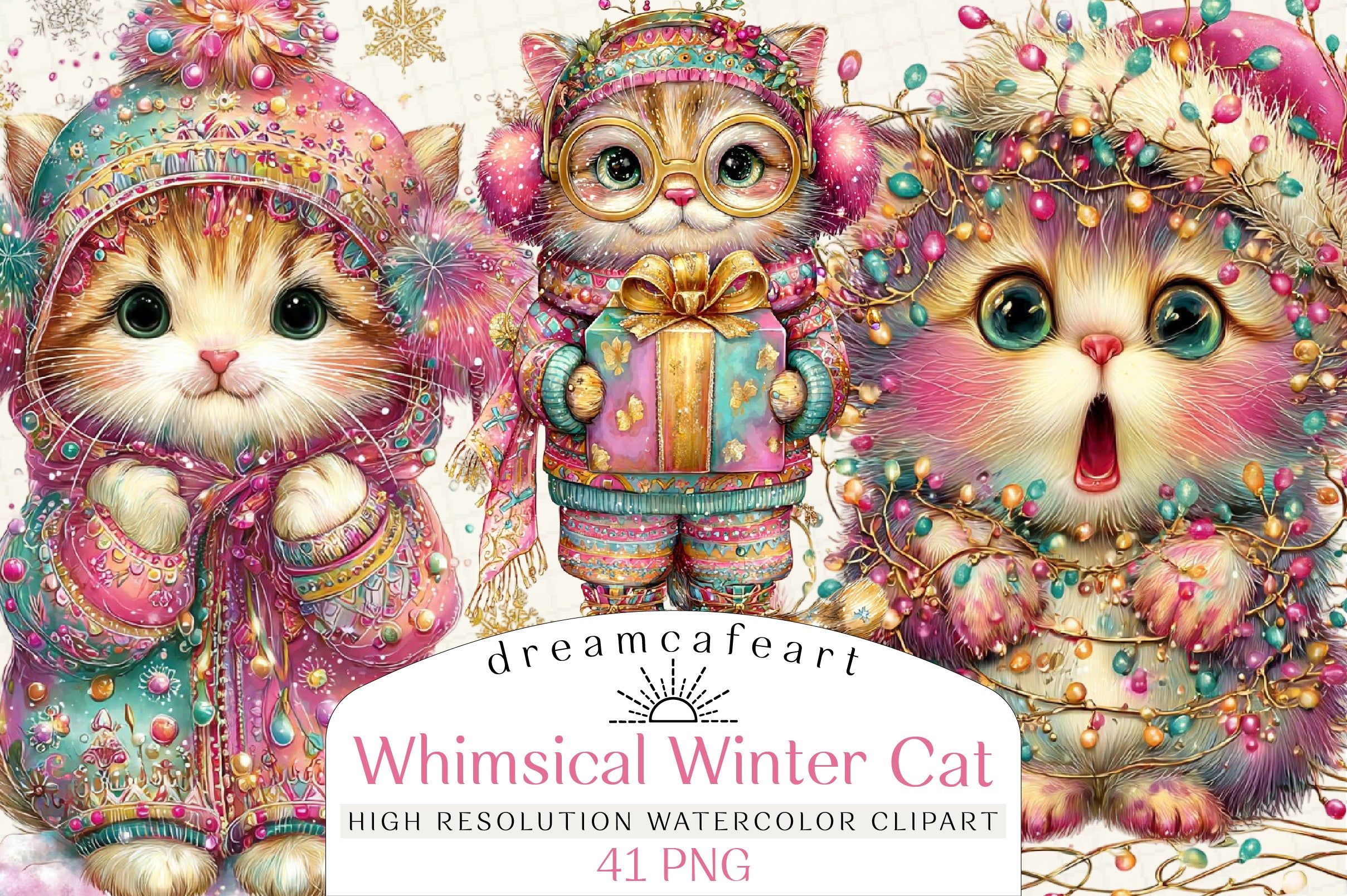 Whimsical Winter Car Clipart Bundle