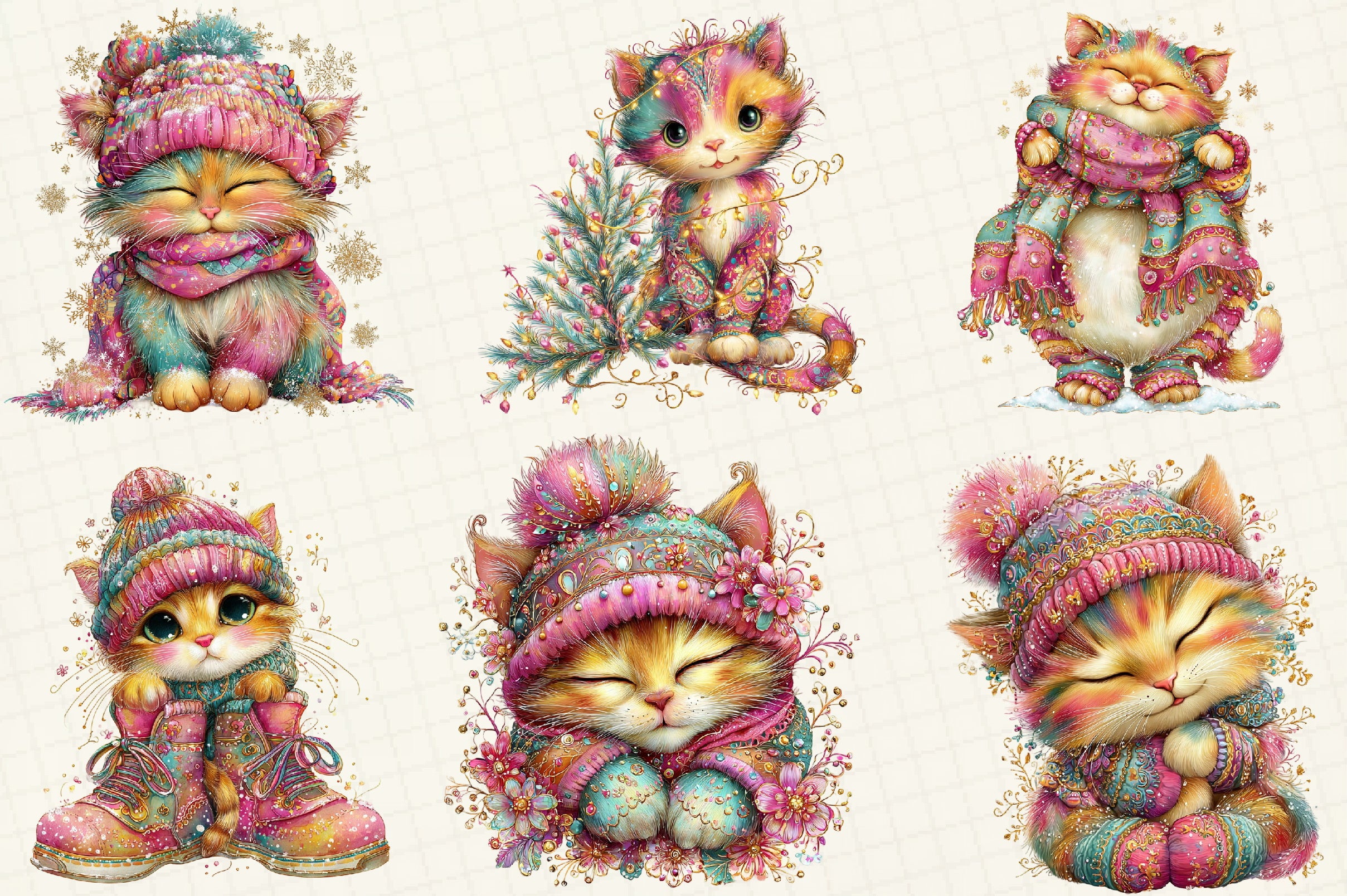 Whimsical Winter Car Clipart Bundle