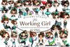 Whimsical Working Girl Clipart Bundle