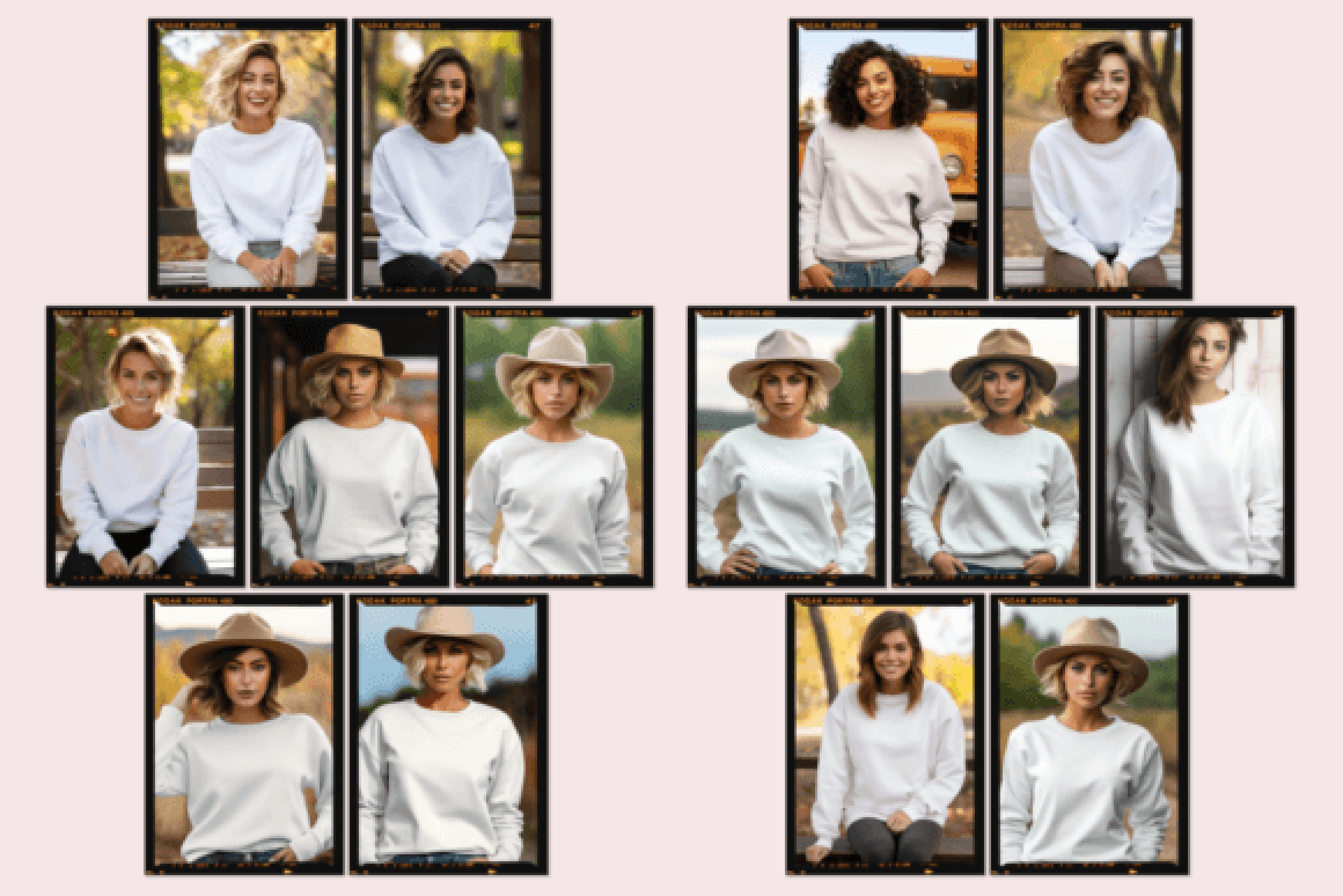 White Gildan 18000 Women's Mockup Bundle