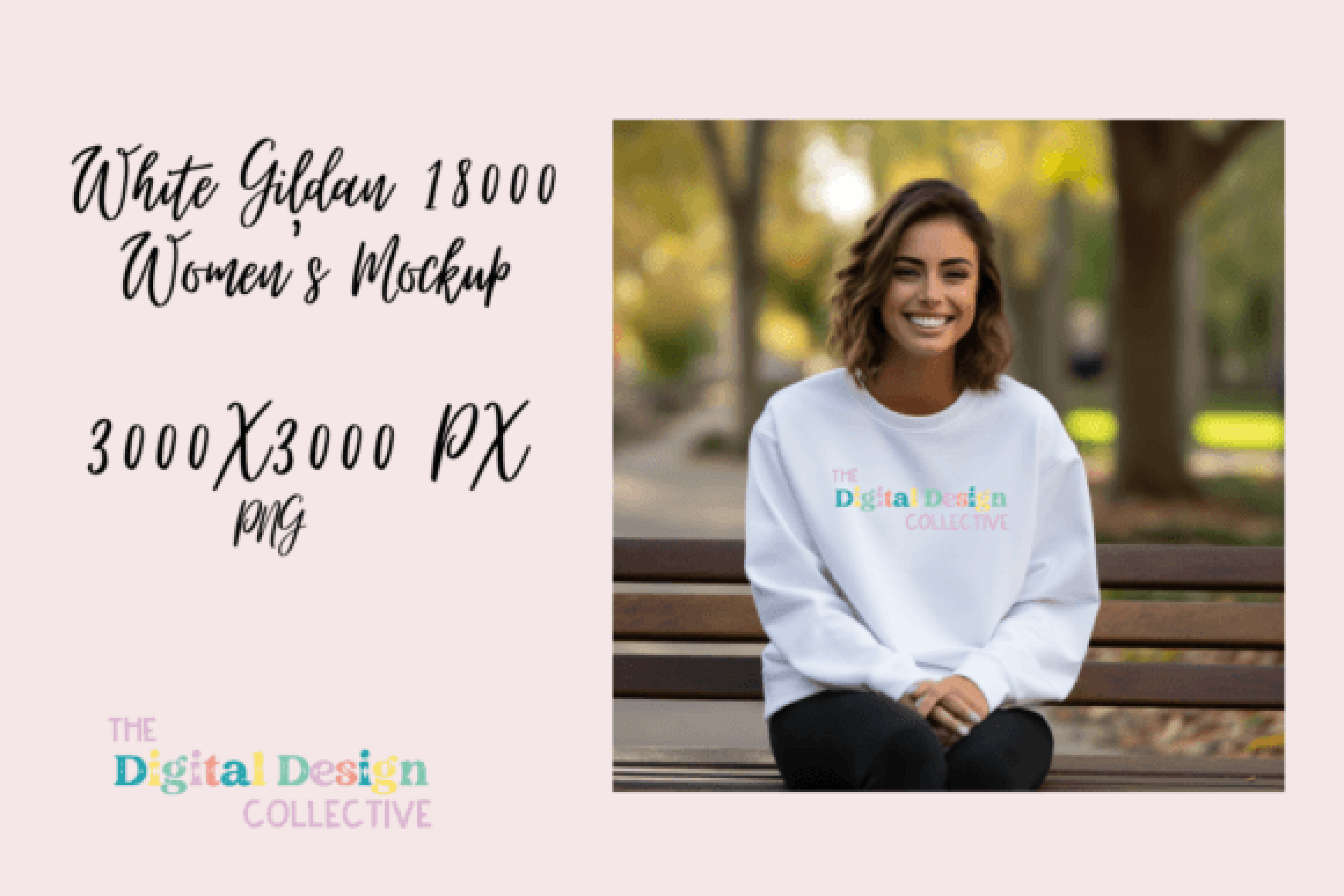 White Gildan 18000 Women's Sweatshirt Mockup