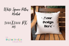 Elegant White Square Pillow Mockup - CraftNest - Digital Crafting and Art