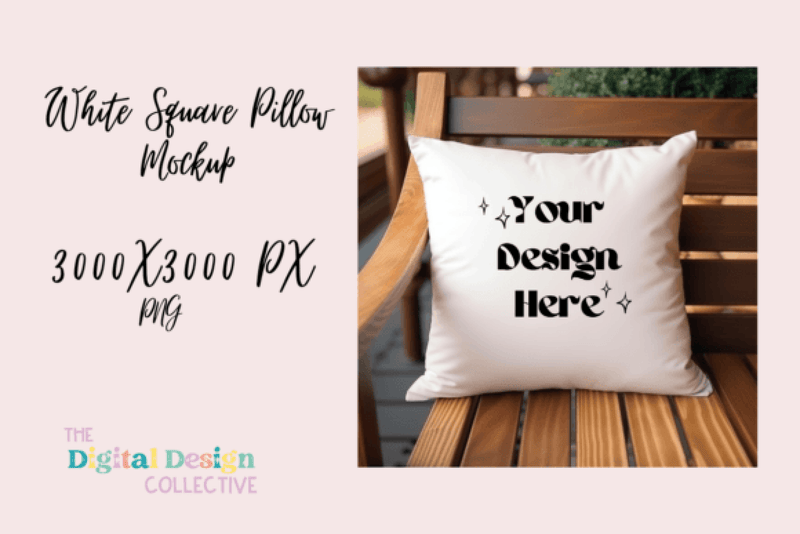 Elegant White Square Pillow Mockup - CraftNest - Digital Crafting and Art