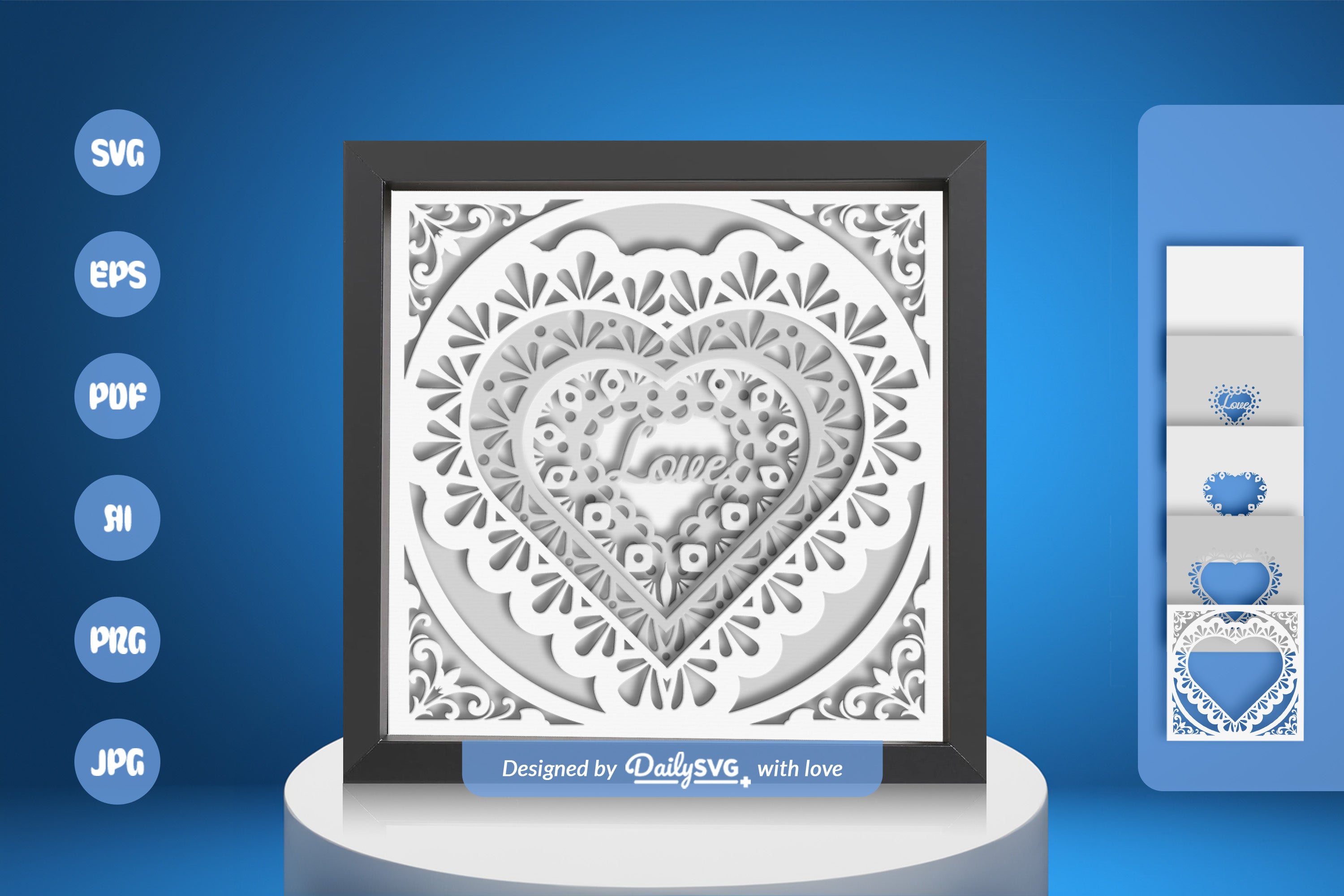 White Love Mandala Papercut SVG Bundle