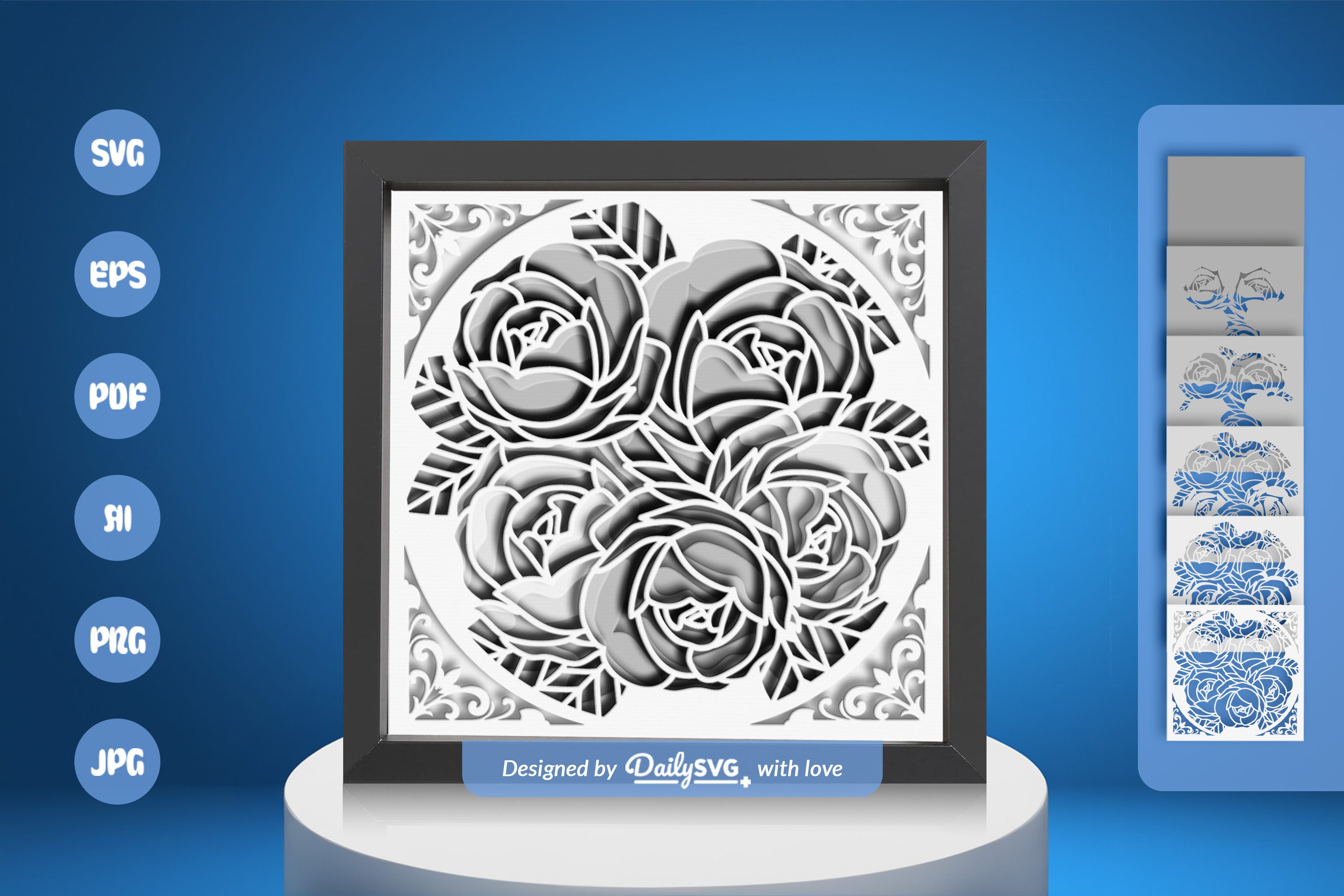 White Roses Papercut SVG Bundle