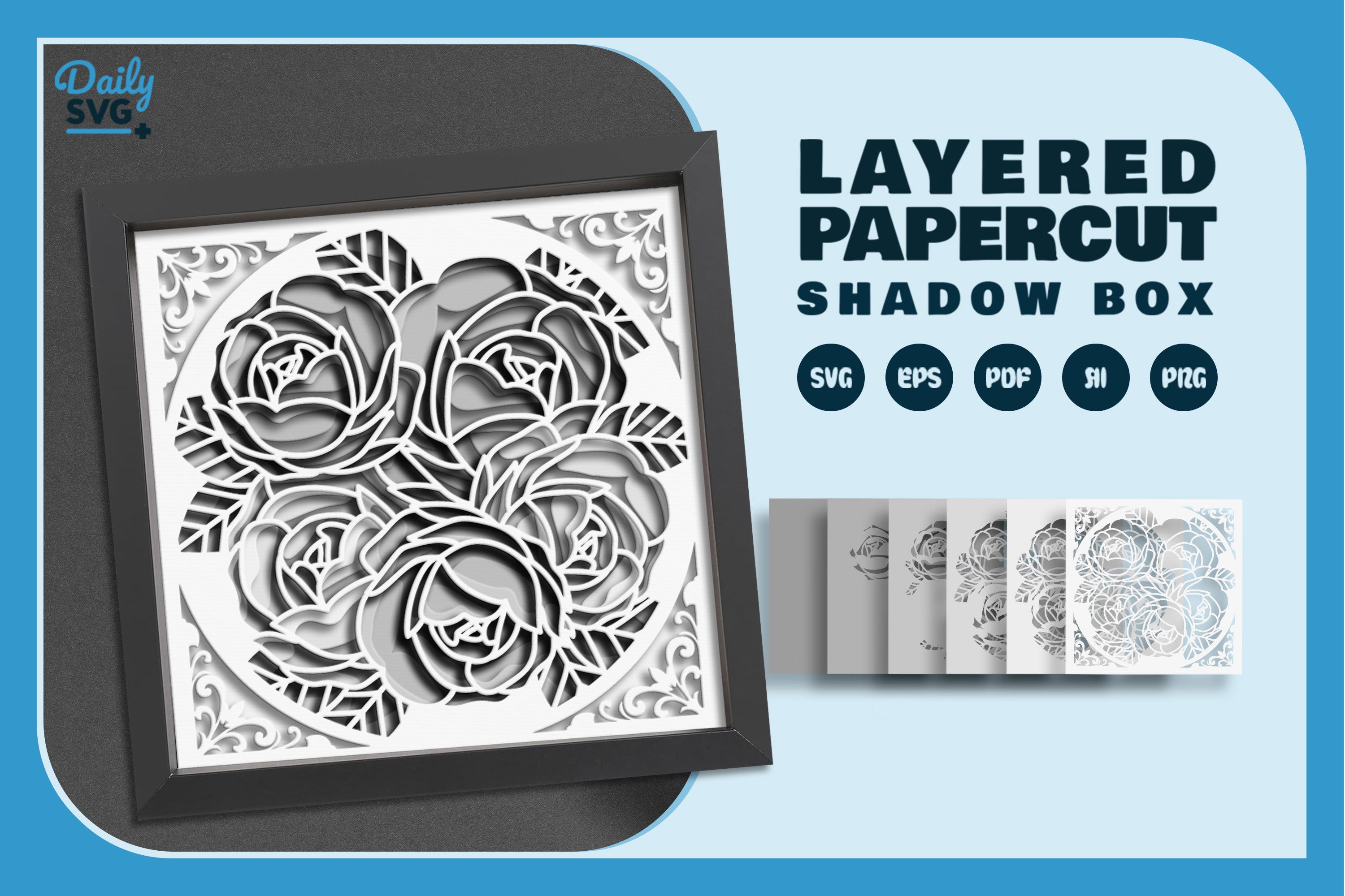 White Roses Papercut SVG Bundle